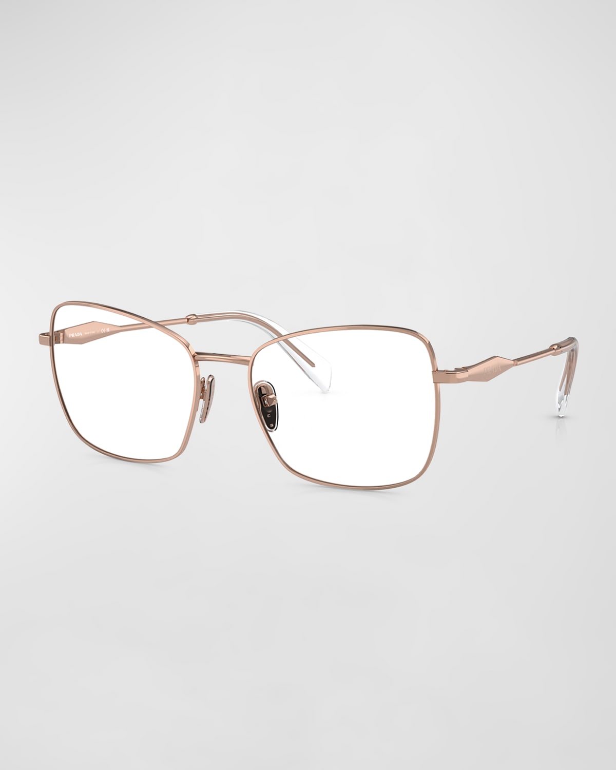 Shop Prada Rose Gold Steel & Plastic Butterfly Glasses In Pink Gold
