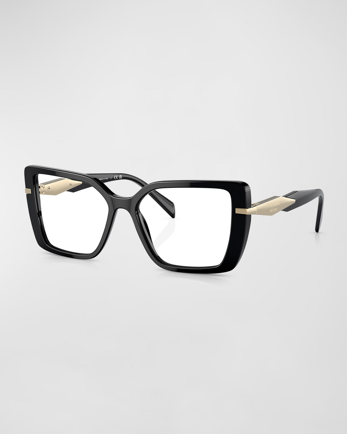 Prada 55mm Square Optical Glasses In Black