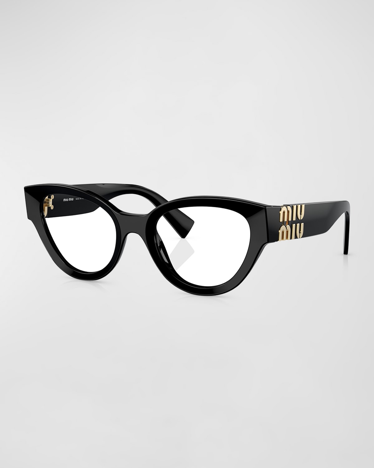 Miu Miu Logo Black Acetate & Plastic Round Glasses