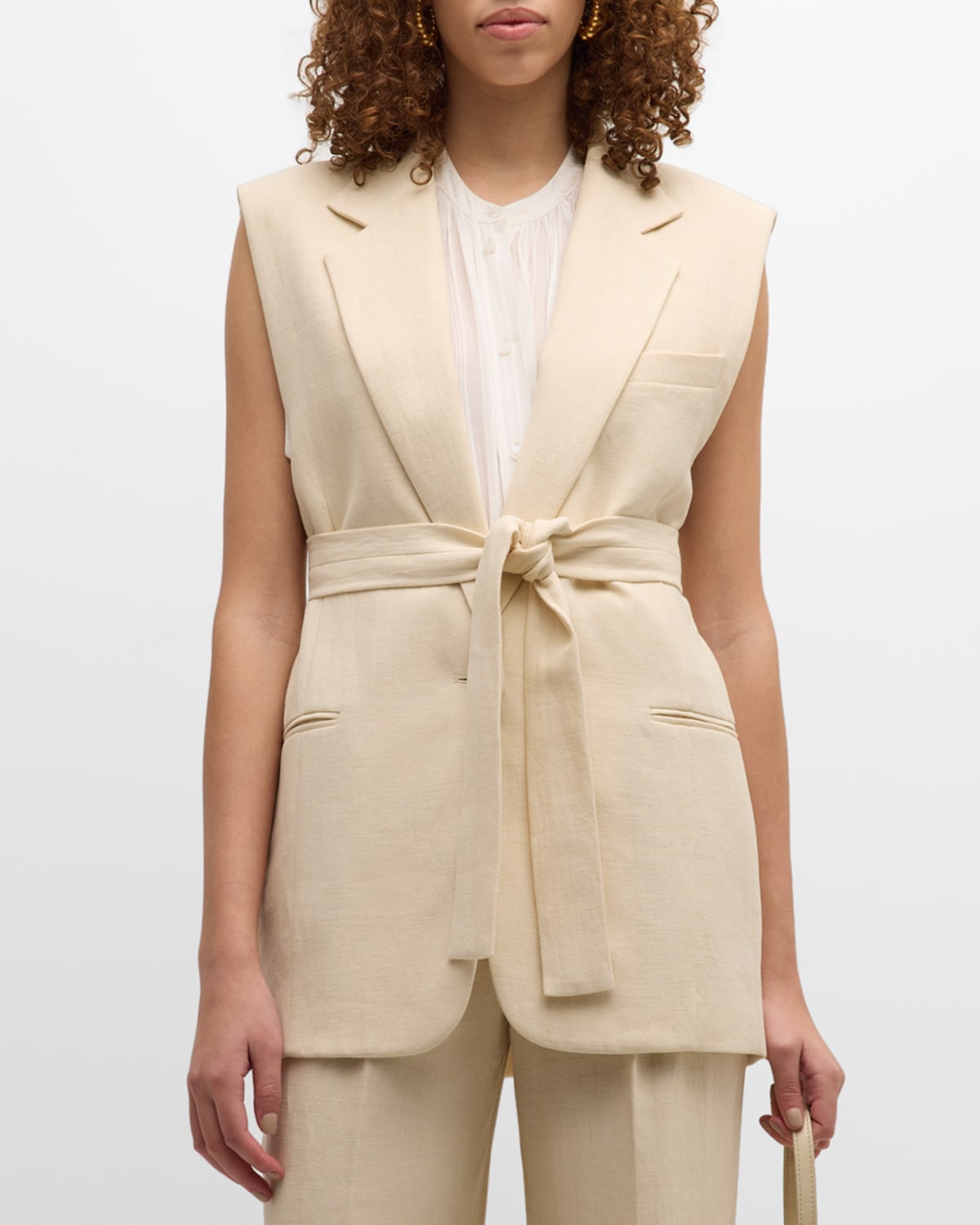 Christen Single-Button Cotton-Linen Vest