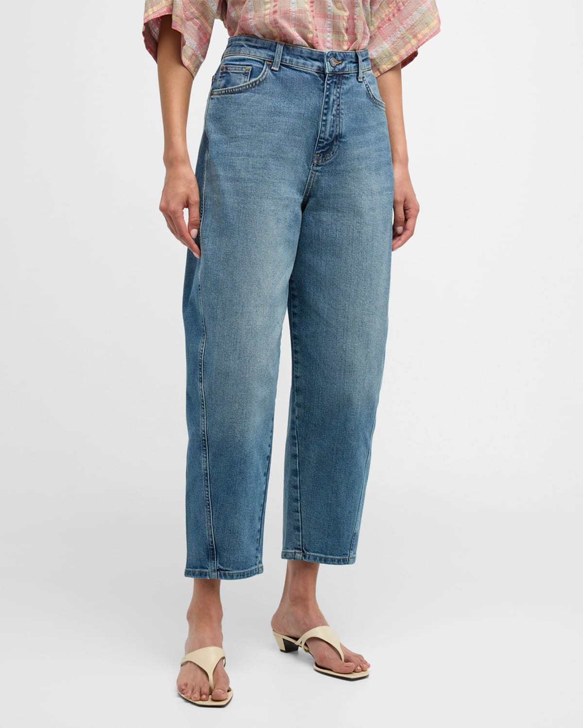 Shop Vanessa Bruno Caleb High-rise Cropped Denim Jeans In Bleu Gris