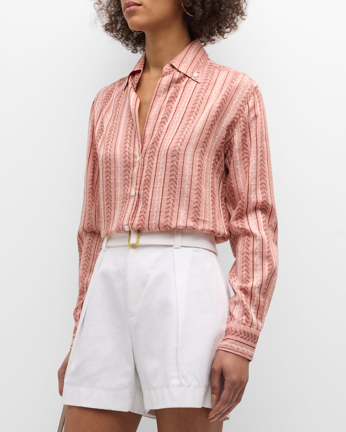 Shop Vanessa Bruno Druyat Striped Vine-print Shirt In Quartz