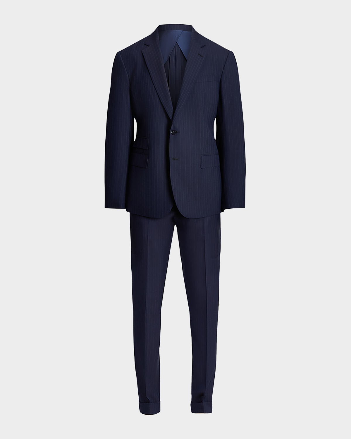 Shop Ralph Lauren Purple Label Men's Kent Hand-tailored Pinstripe Suit In Blue/gray