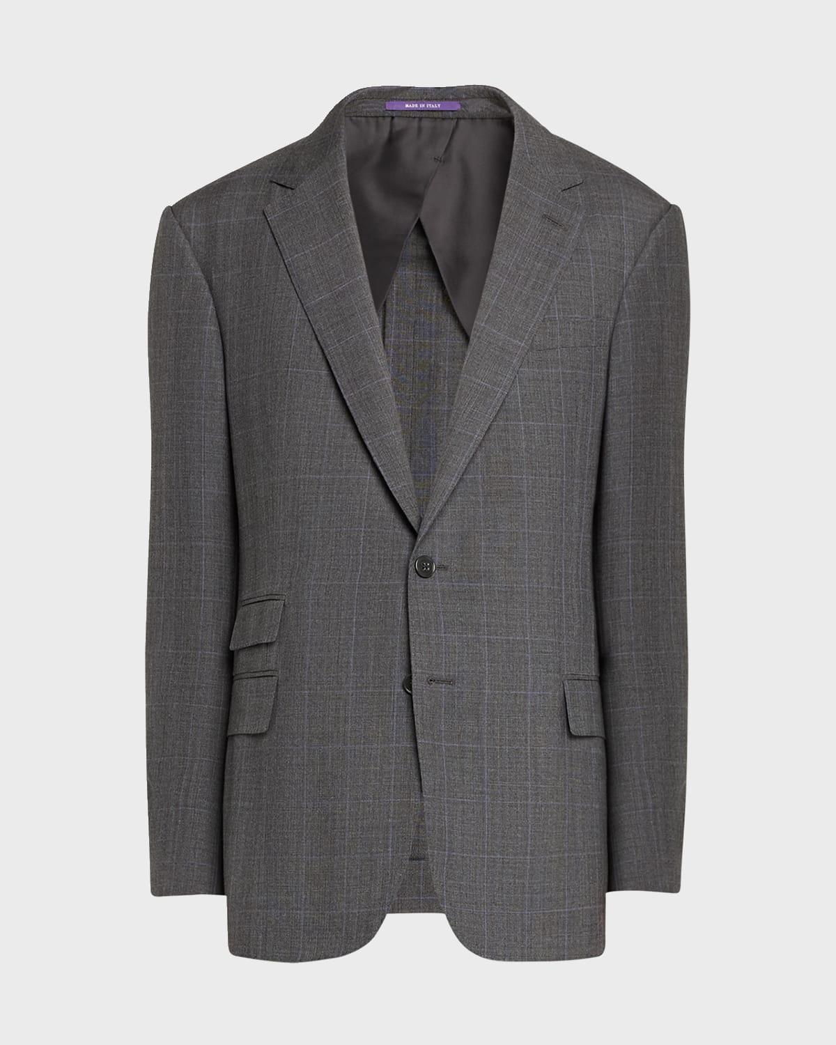 Shop Ralph Lauren Purple Label Men's Kent Hand-tailored Glen Plaid Suit In Gray/purple