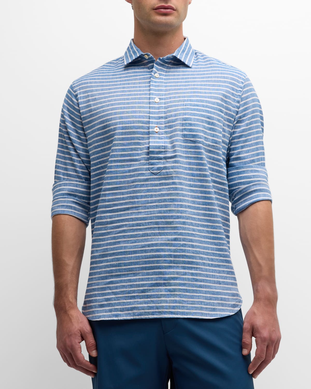 Shop Swims Men's Scario Stripe Polo Shirt In Tidal Blue