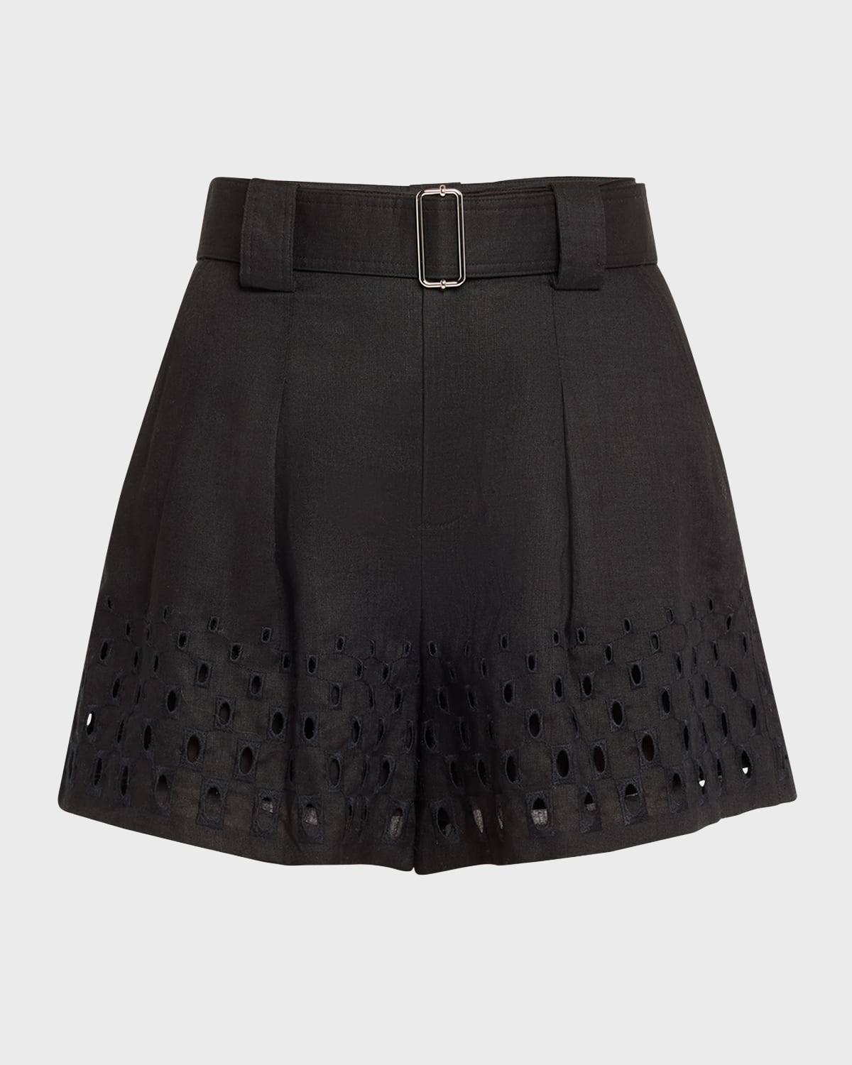 Shop A.l.c Kali Belted Linen Shorts In Black