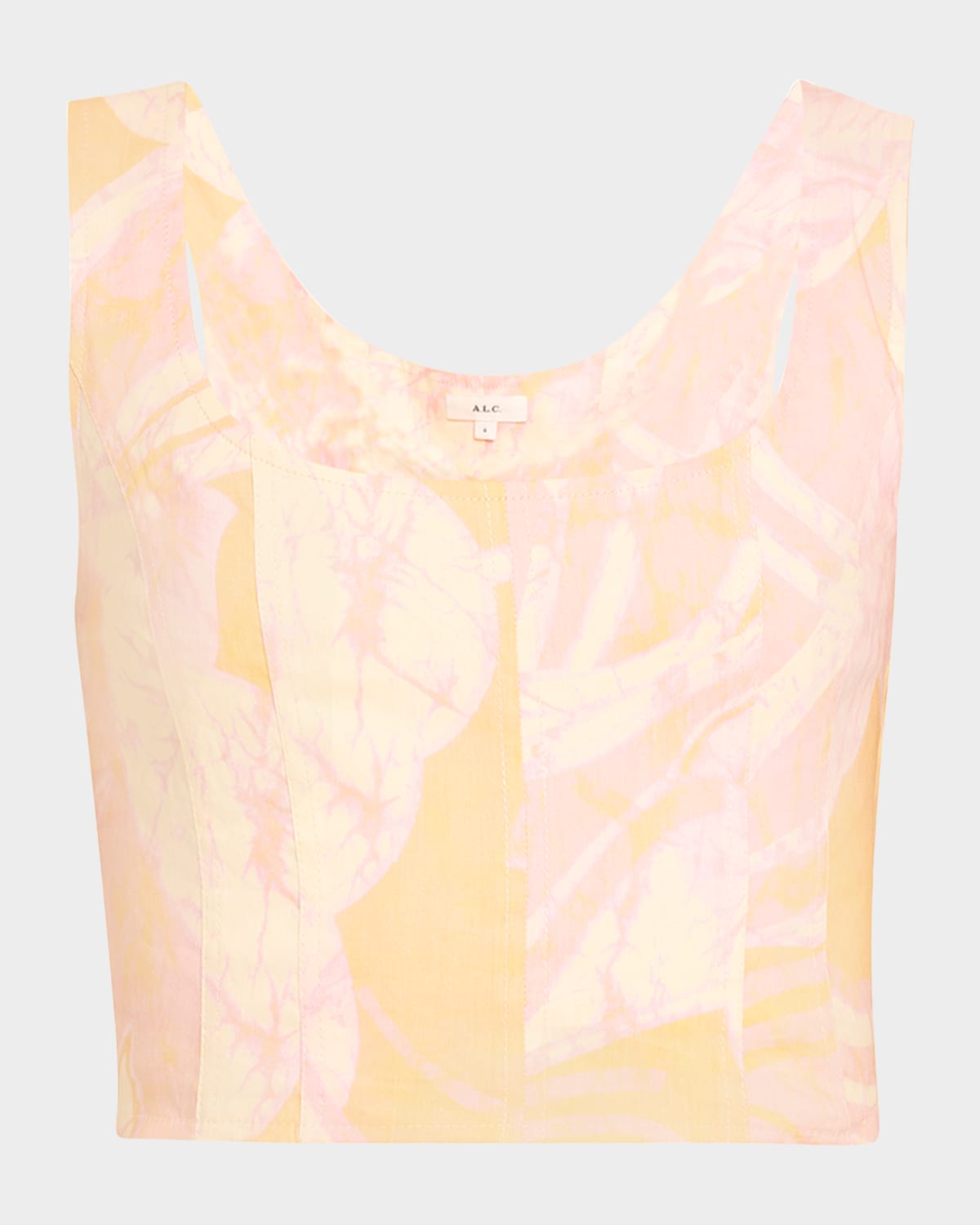 A.l.c . Isabel Print Crop Linen Blend Tank Top In Cuminlila