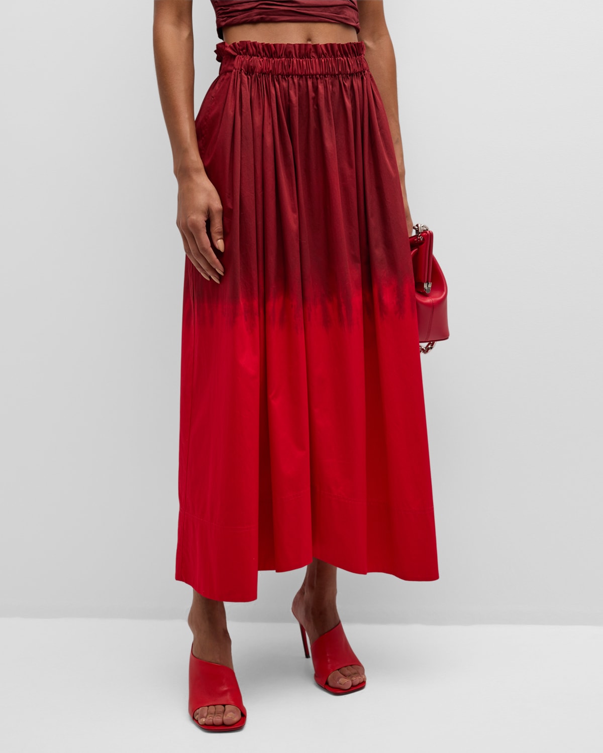 Shop A.l.c Gina Dip Dyed Midi Skirt In Rougesyra
