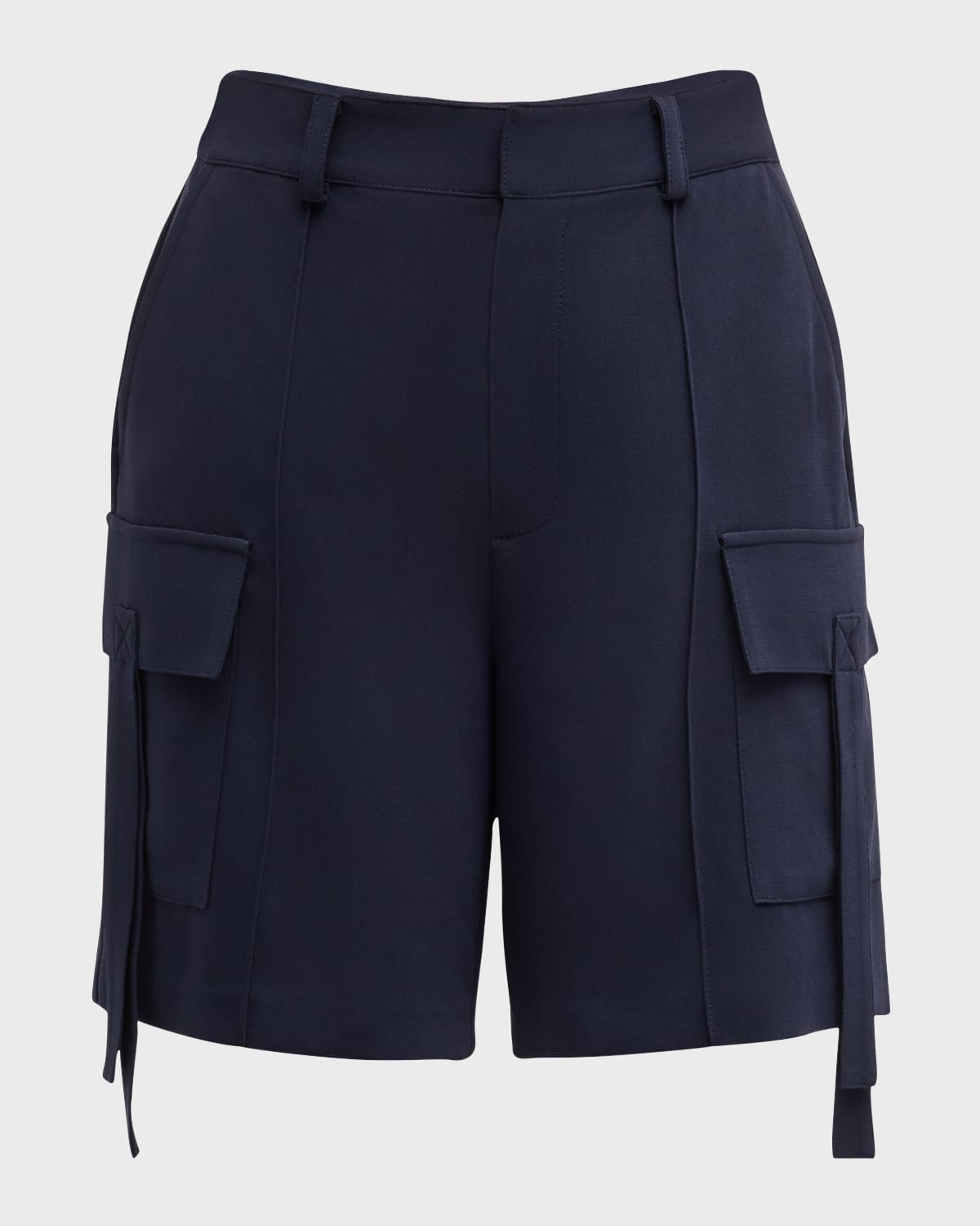 Shop Cinq À Sept Odilia Relaxed Crepe Cargo Shorts In Navy