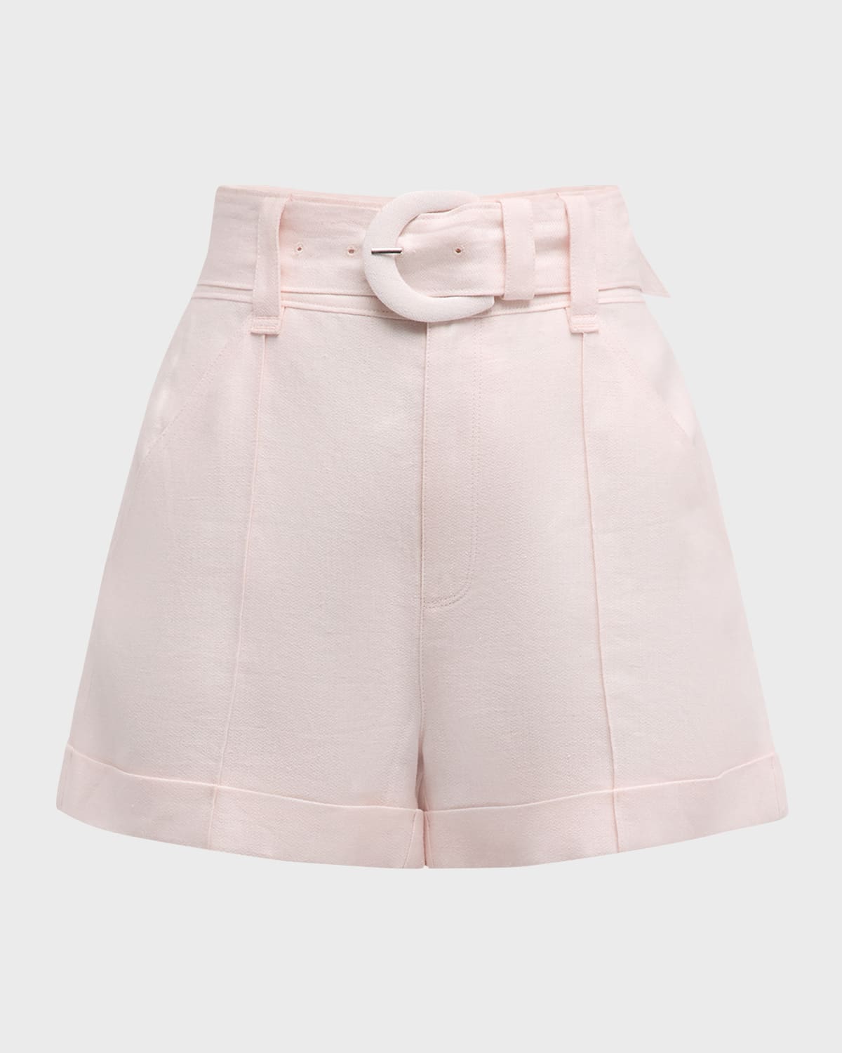 Cinq À Sept Aldi Belted Wide-leg Linen Shorts In Icy Pink