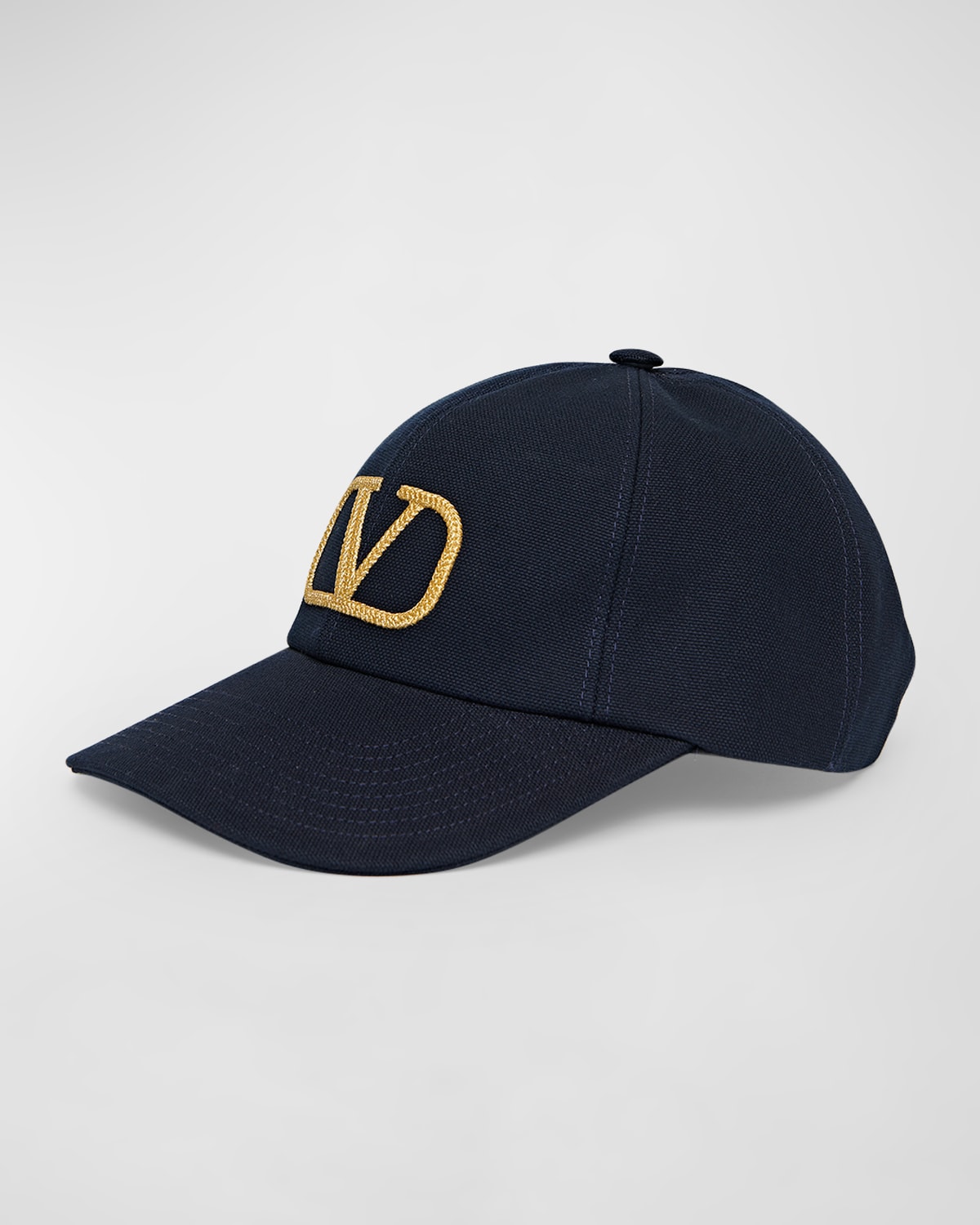 Shop Valentino V-logo Signature Denim Baseball Hat In Blu Notte Oro Oro