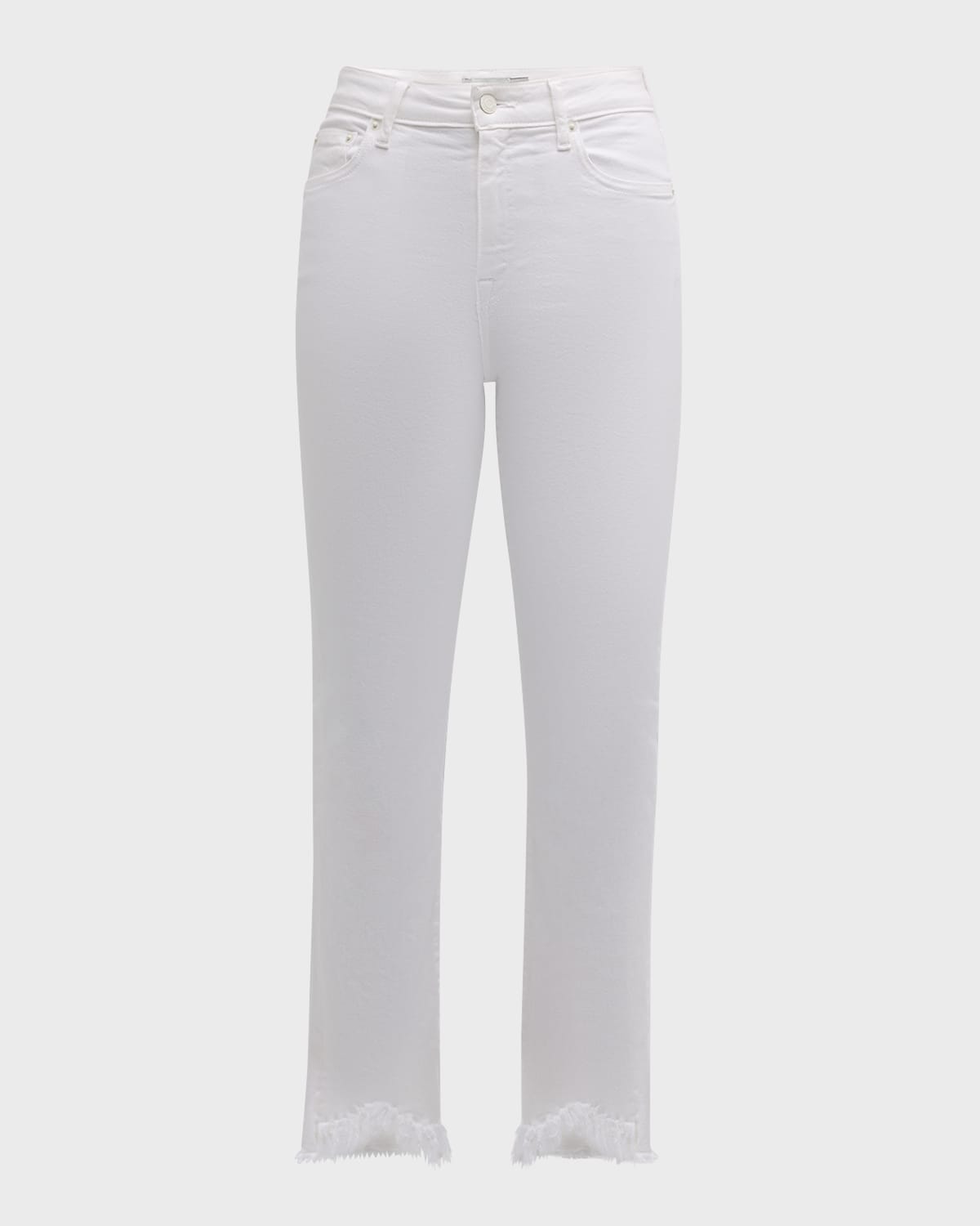 SIMKHAI RIVER HIGH-RISE STRAIGHT-LEG FRAYED DENIM JEANS 