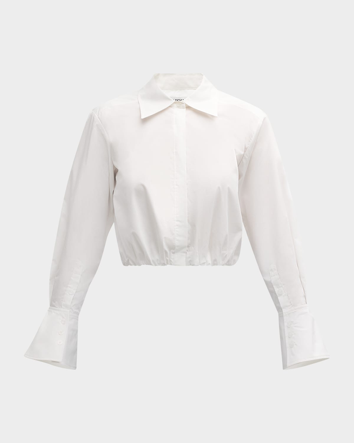 Shop Simkhai Blythe Cotton Poplin Button-front Crop Shirt In White