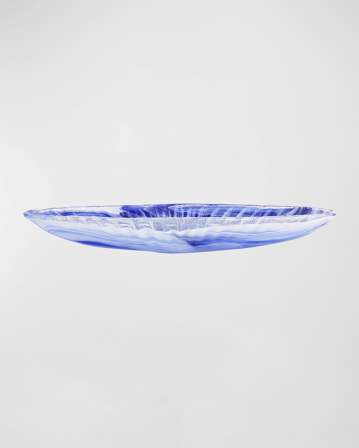 Vietri Onda Glass Long Oval Bowl In Blue