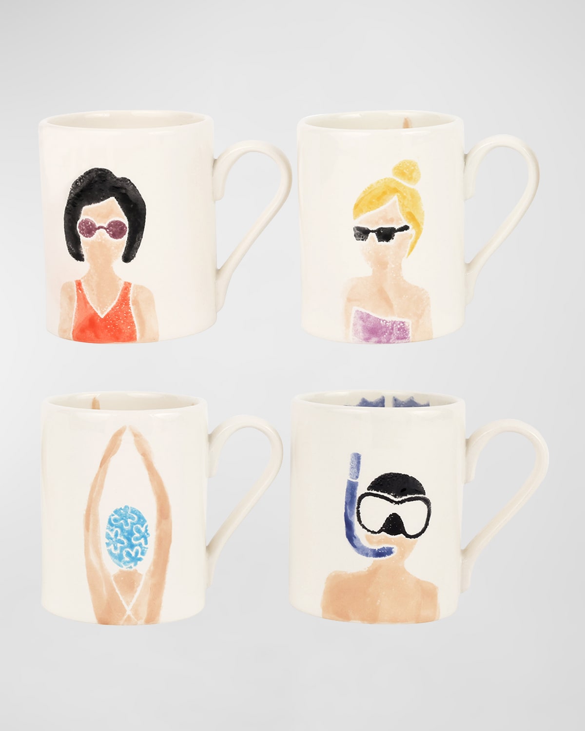 Vietri Riviera Assorted Mugs, Set Of 4