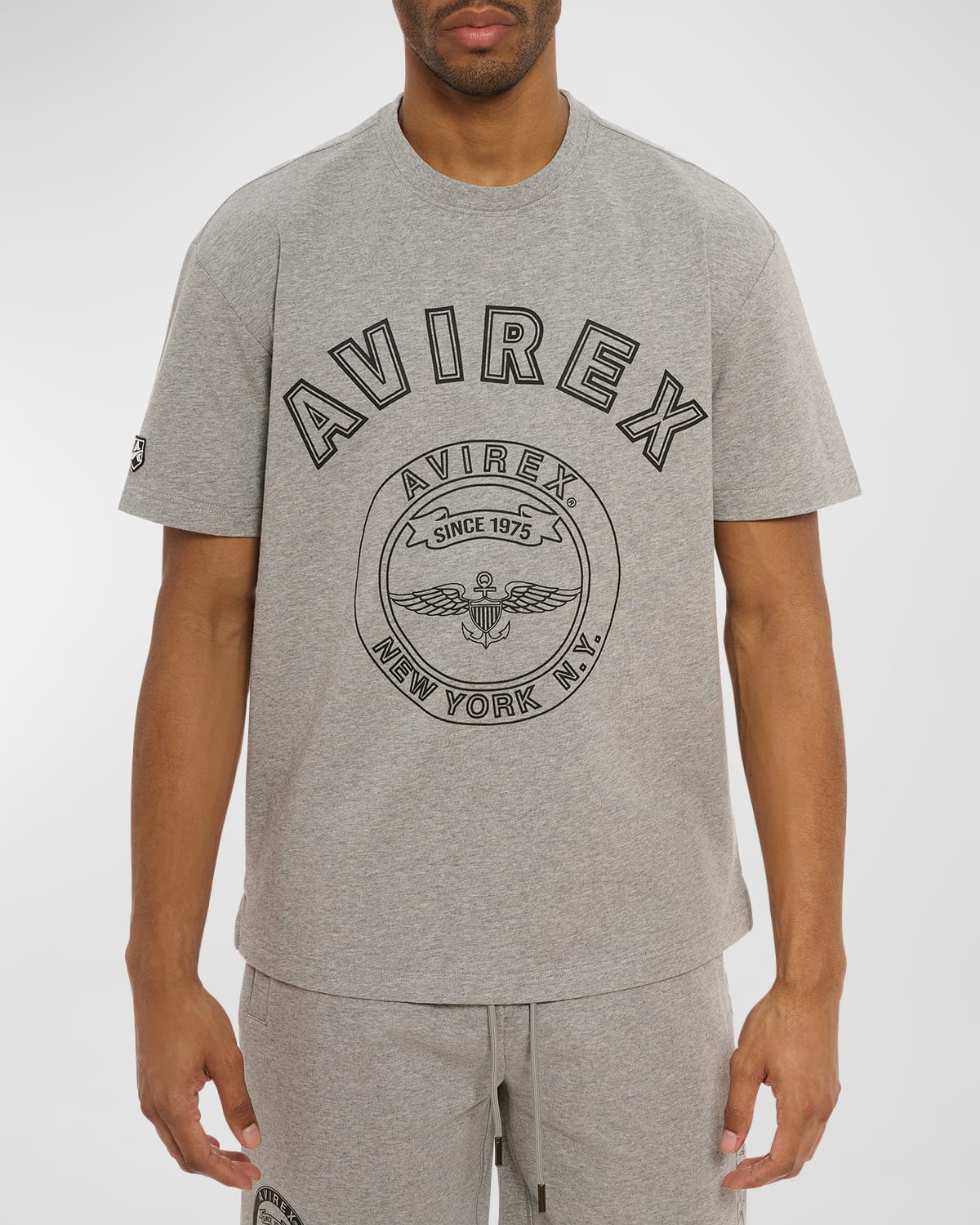 Avirex Men's Stadium Logo-print Crewneck T-shirt In Heather Grey