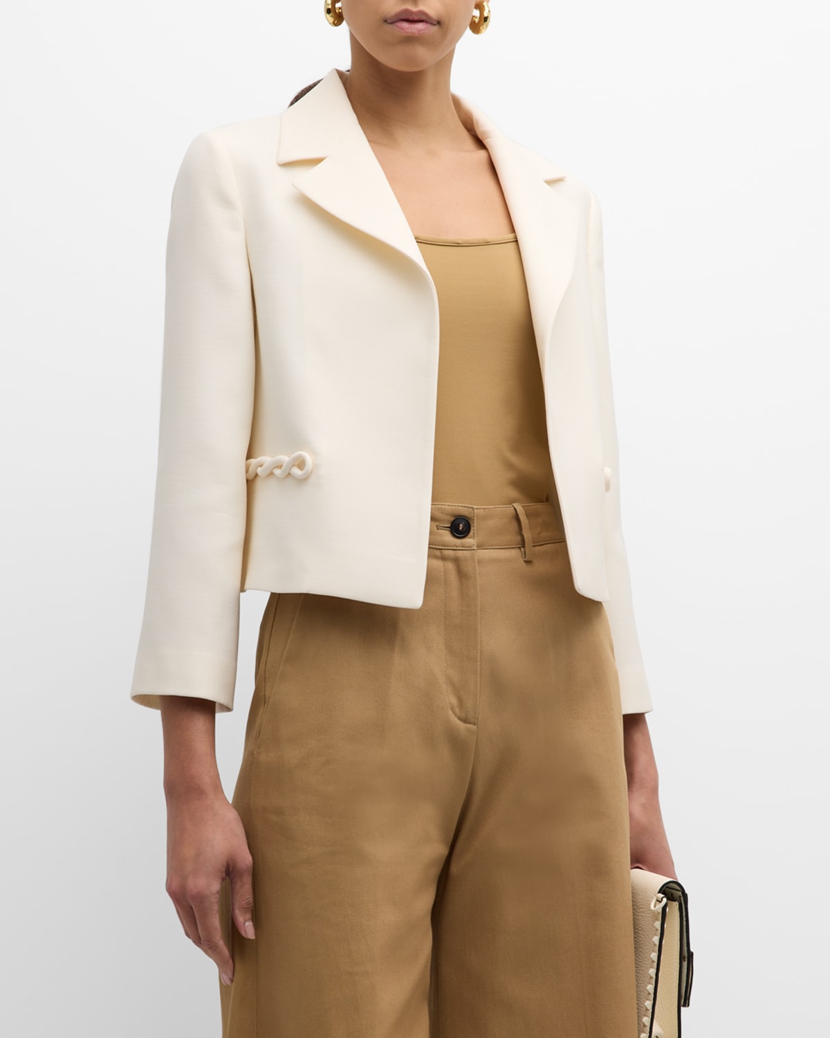 Valentino Solid Crepe Couture Jacket In Neutral