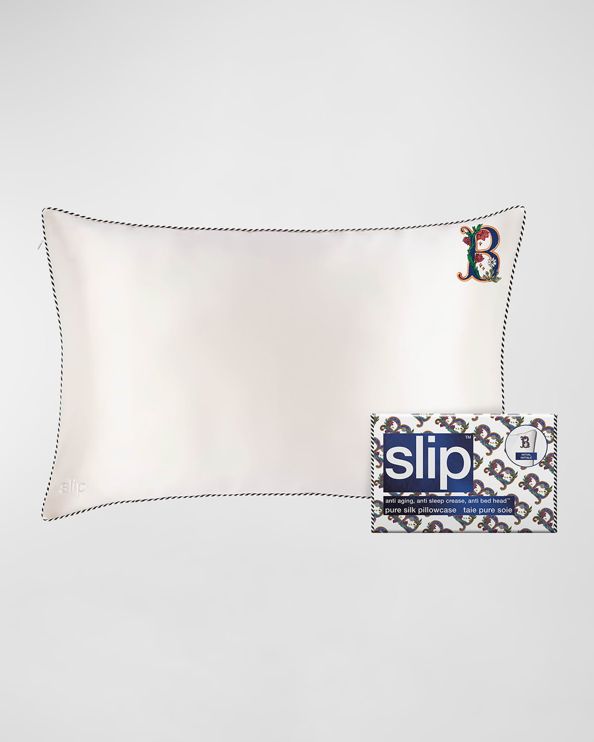 Slip Pure Silk Embroidered Queen Pillowcase In White B