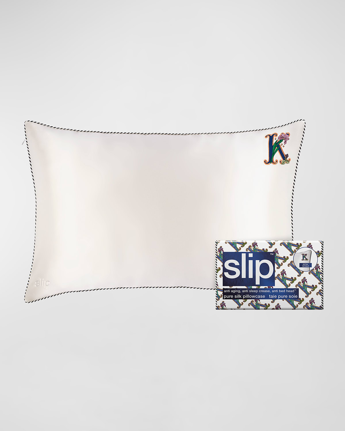 Slip Pure Silk Embroidered Queen Pillowcase In White K