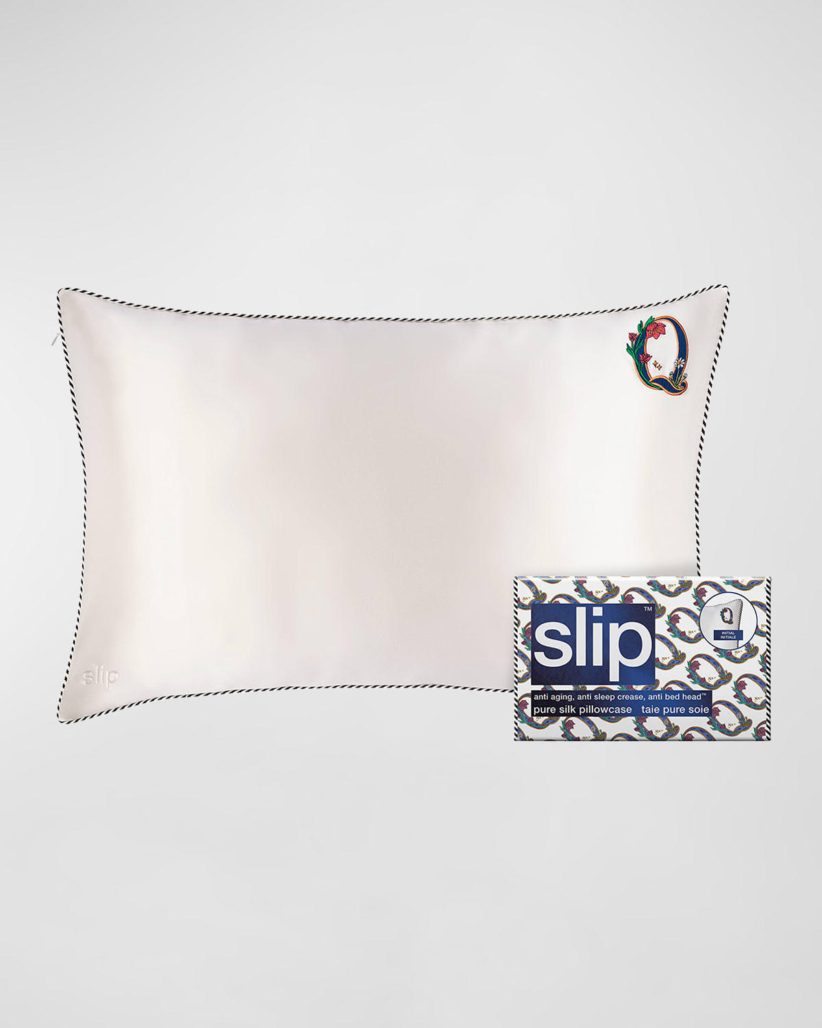Slip Pure Silk Embroidered Queen Pillowcase In White Q