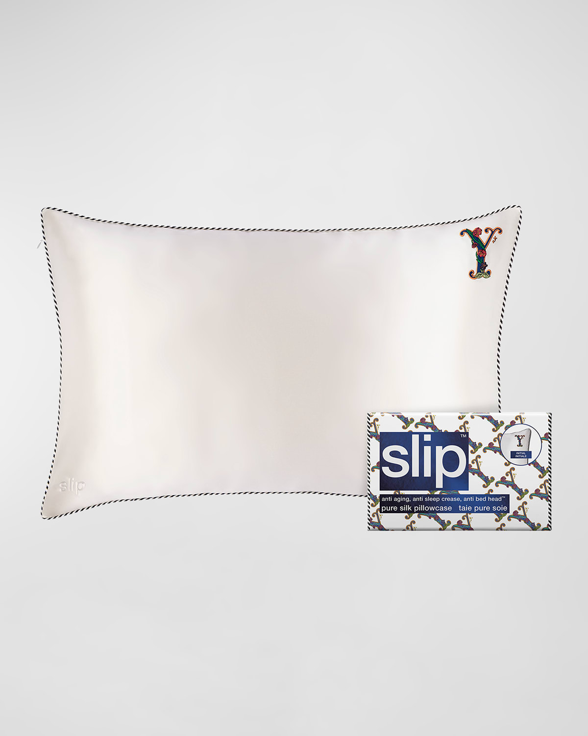 Slip Pure Silk Embroidered Queen Pillowcase In White Y