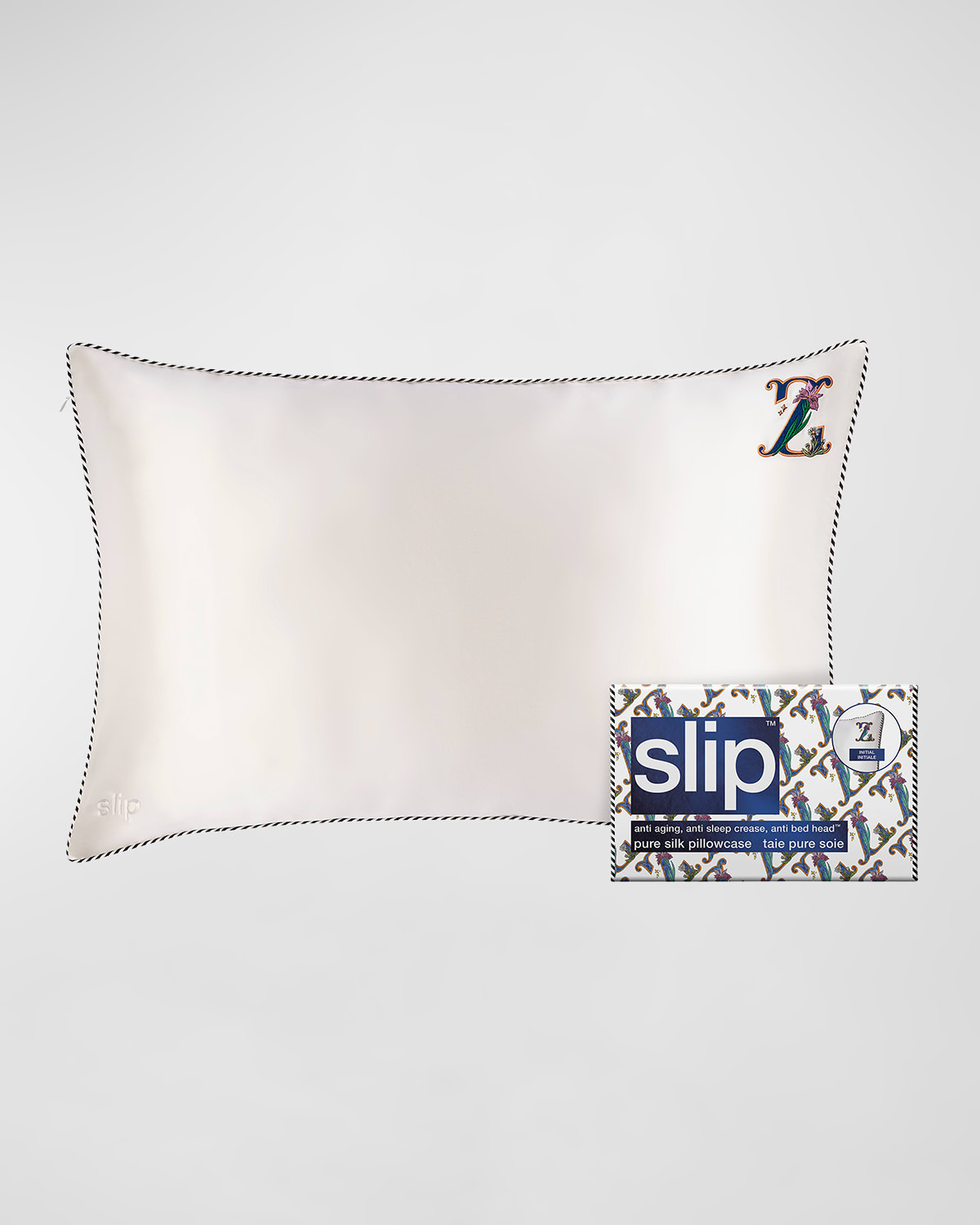 Slip Pure Silk Embroidered Queen Pillowcase In White Z