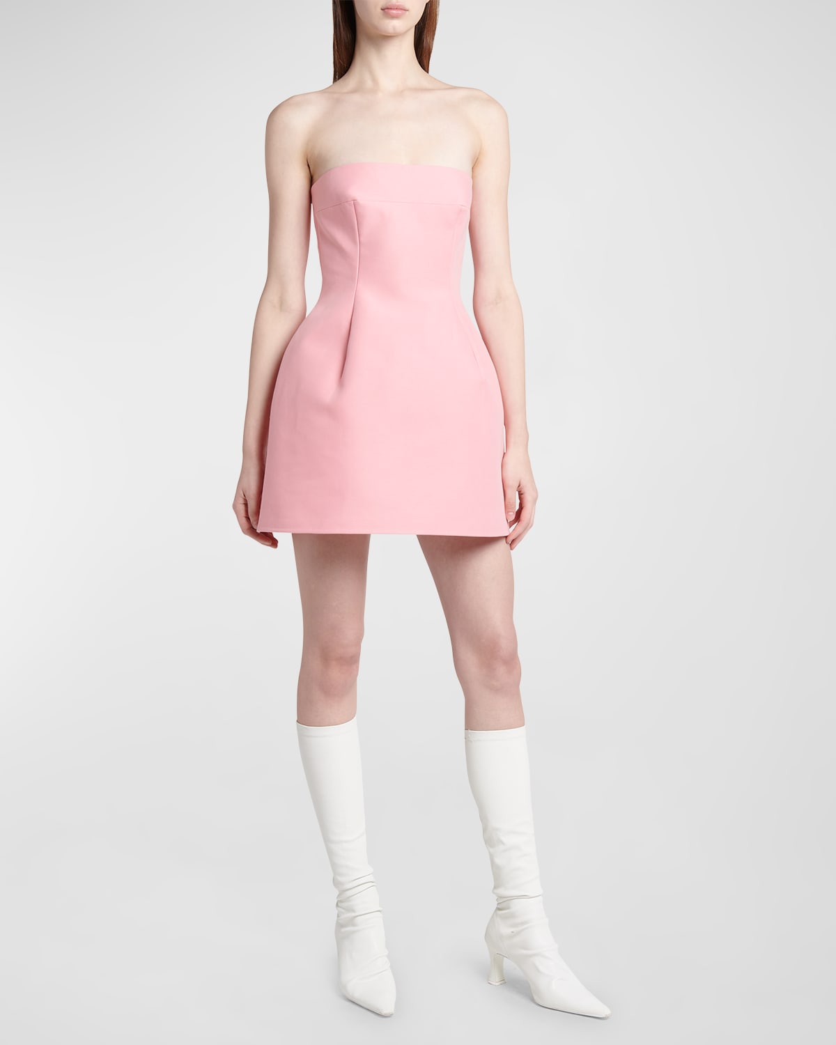 Shop Marni Strapless Fit-and-flare Mini Dress In Pink