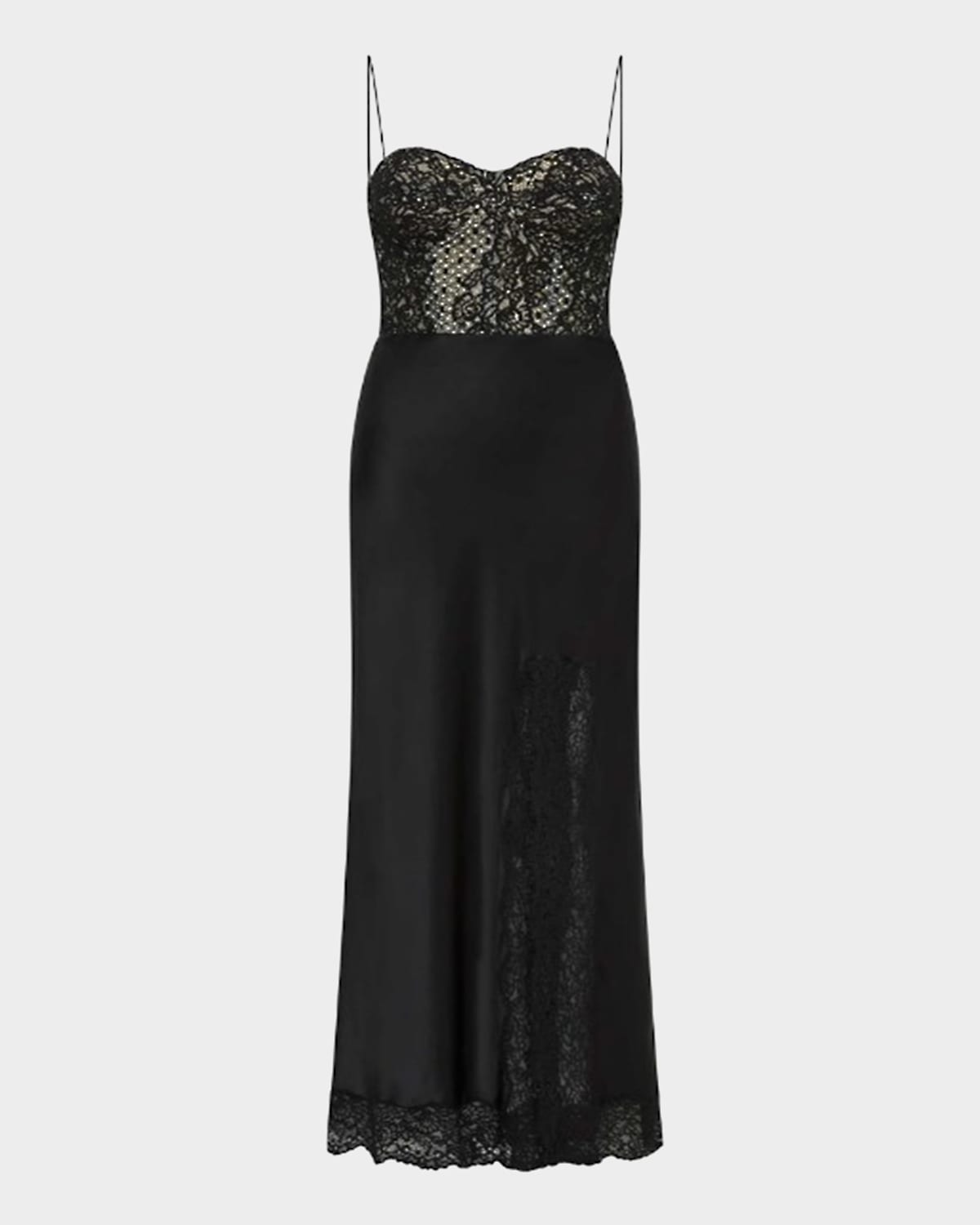 Rebecca Vallance Larisa Lace-embellished Silk Corset Gown In Black