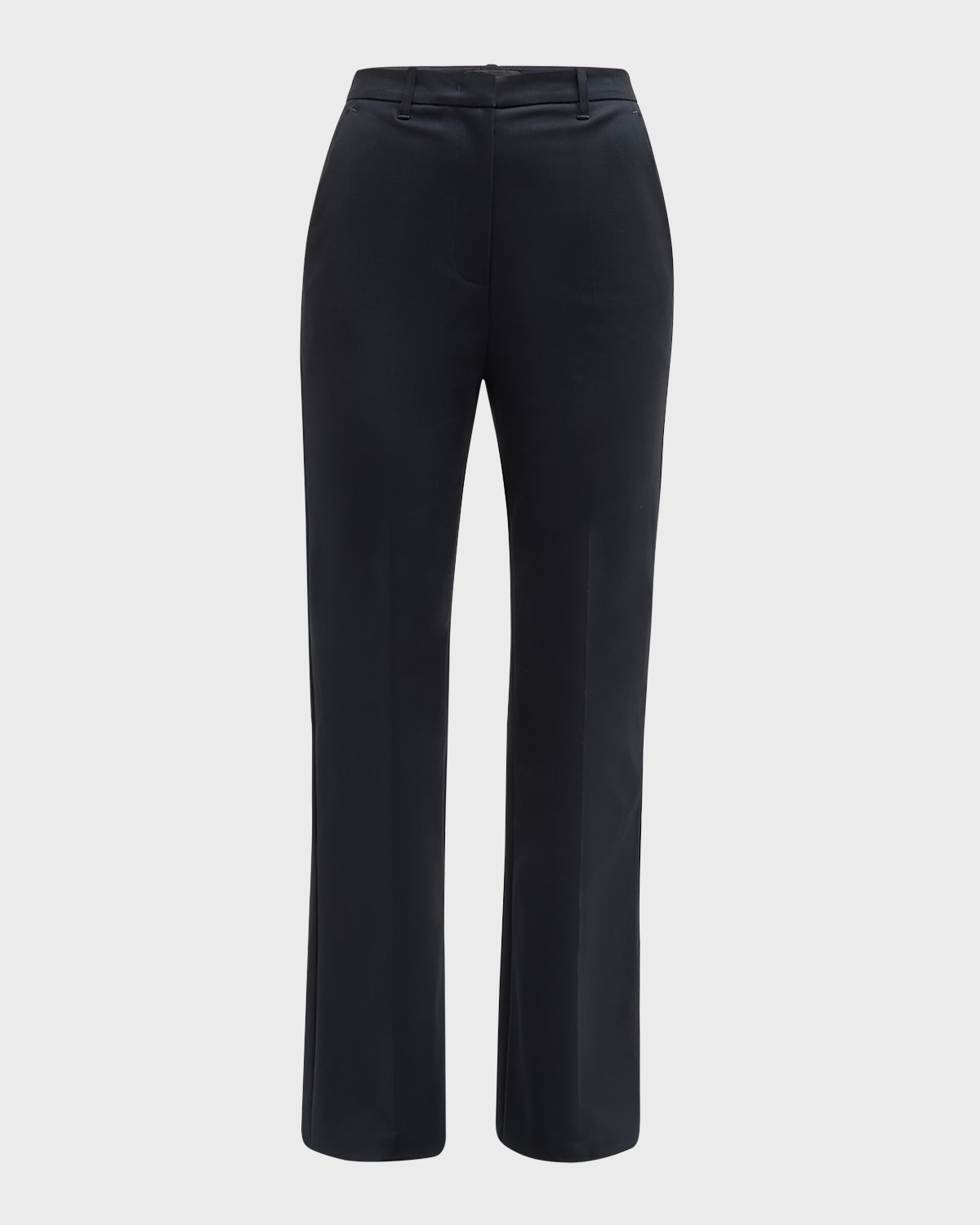 Emporio Armani Bootcut Couture Cotton Trousers In Navy Blue