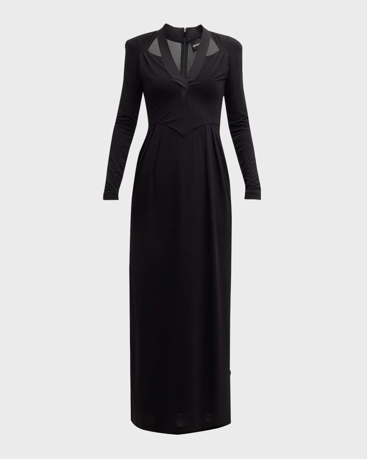 Shop Emporio Armani Pleated Cutout Column Gown In Black