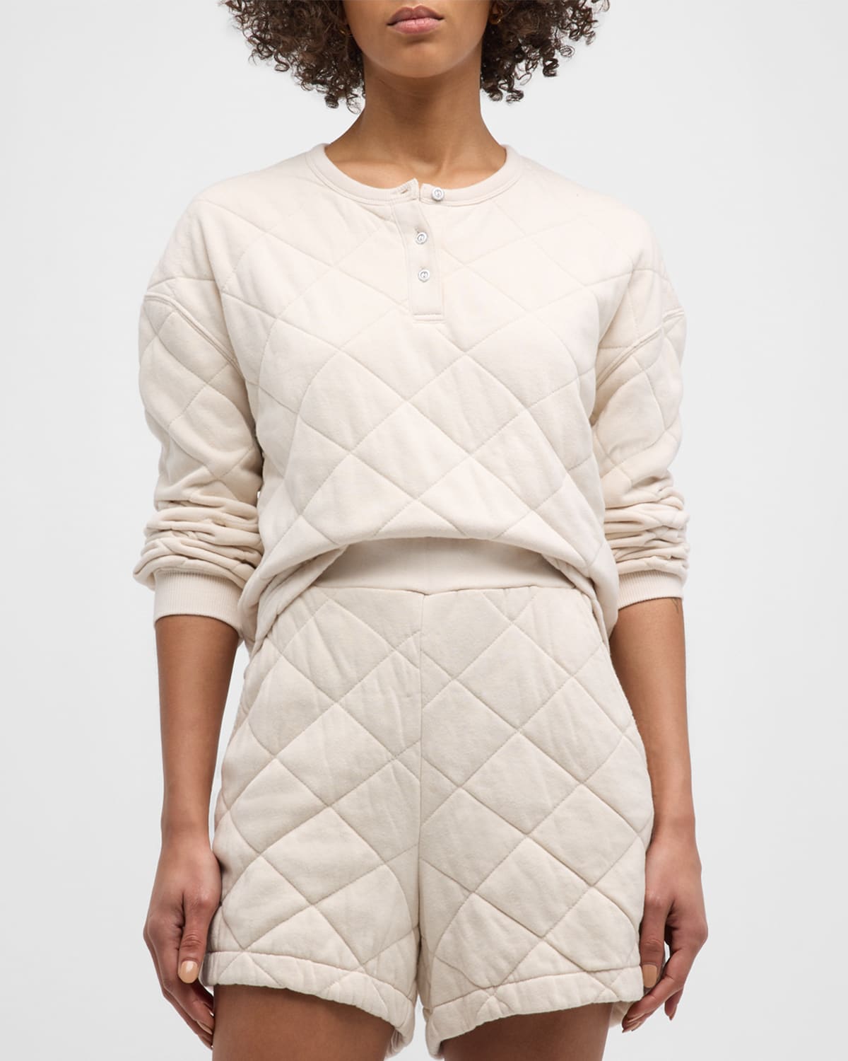 Quilted Long-Sleeve Henley