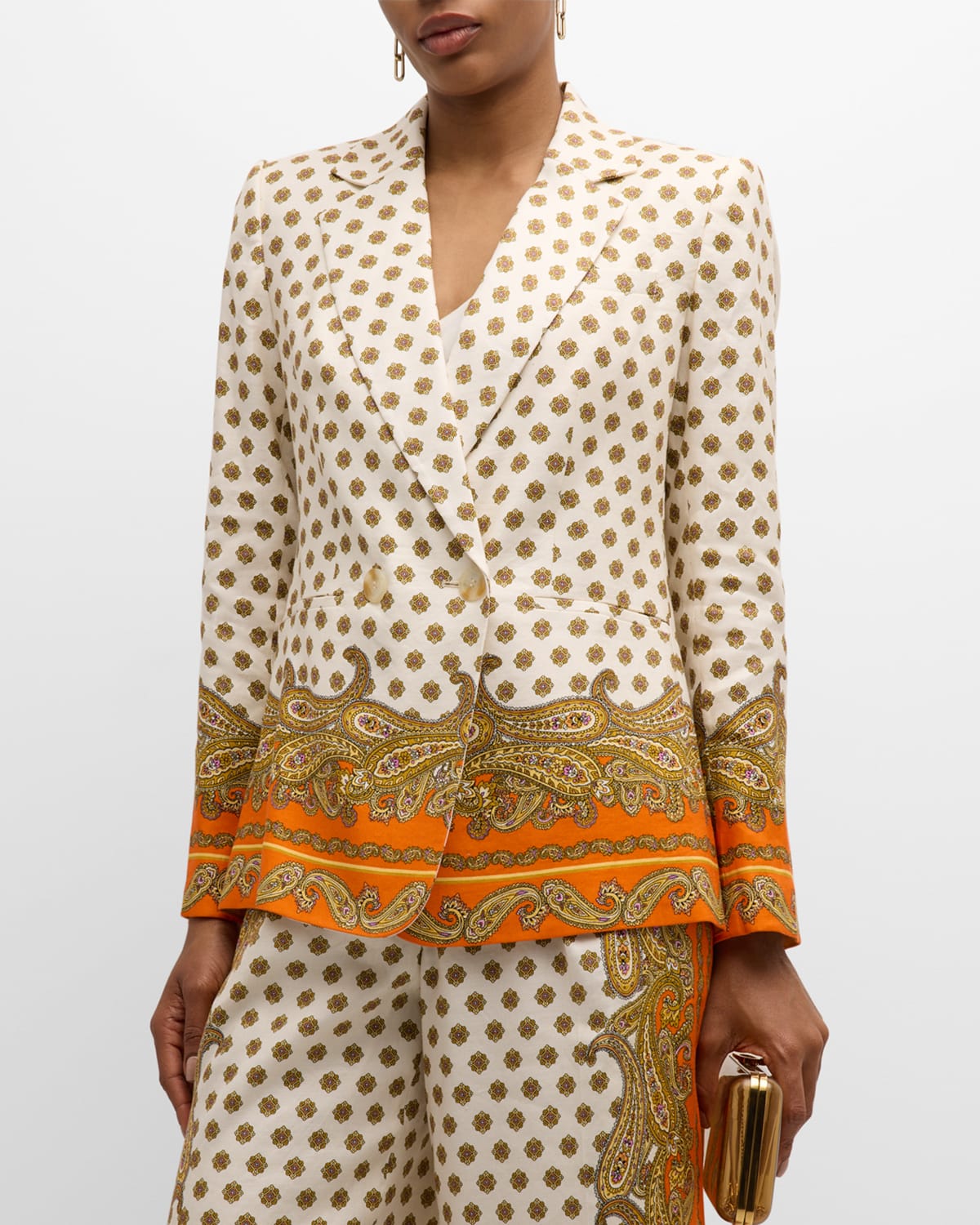 The Karter Double-Breasted Paisley-Print Blazer