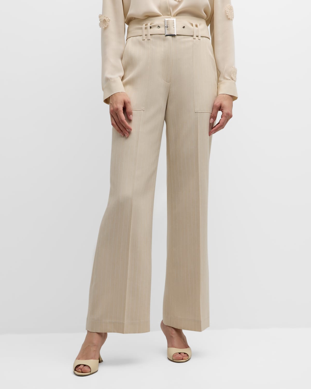 The Diana Striped High-Rise Boot-Cut Pants