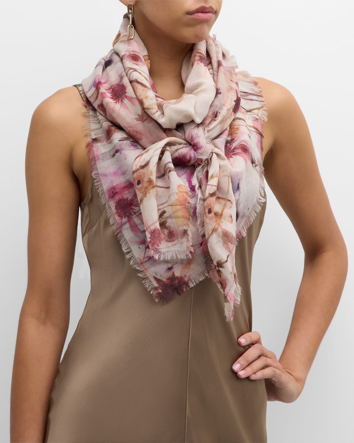 Floral Wool Square Scarf