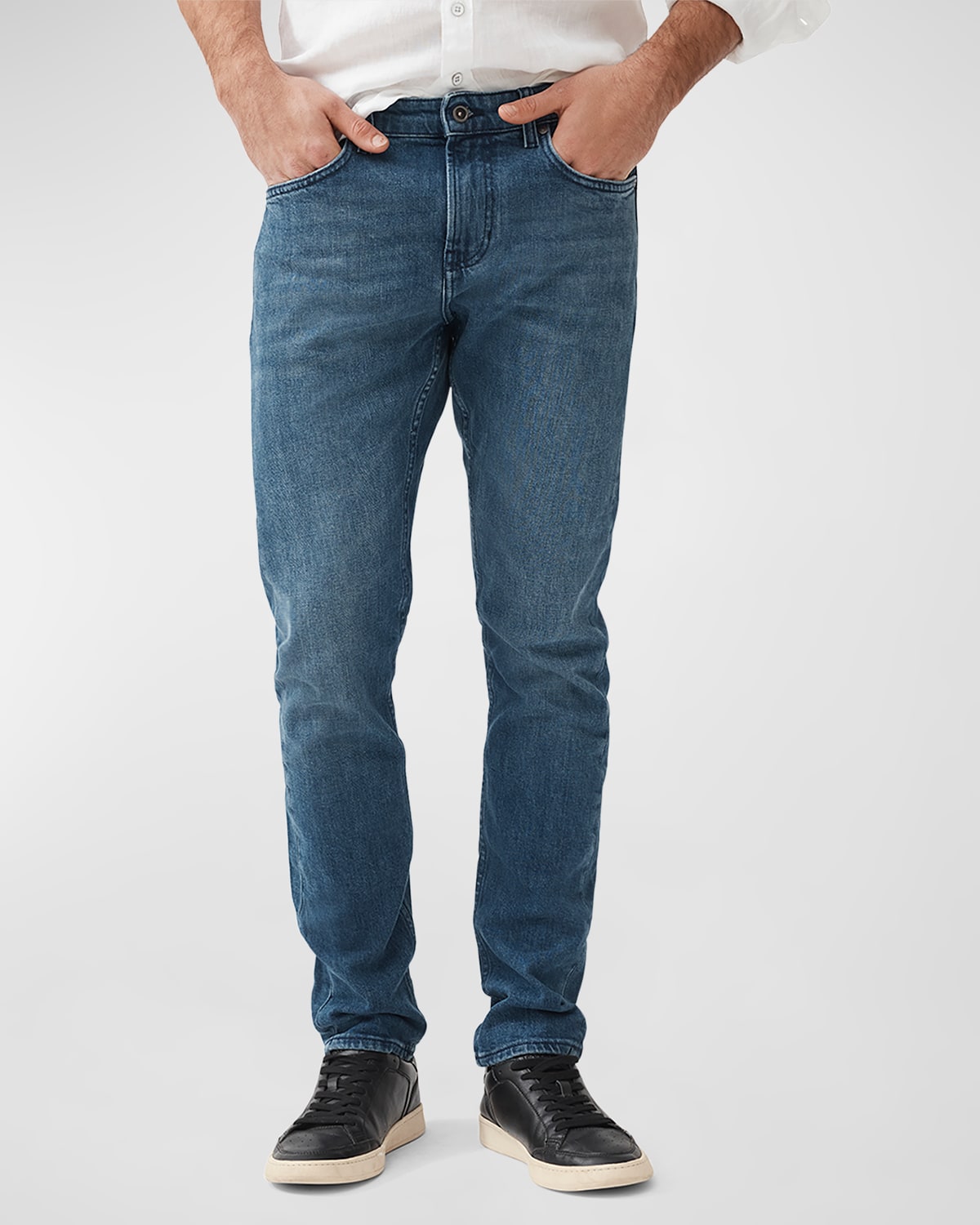 Shop Rodd & Gunn Men's Oaro Medium Wash Slim-fit Jeans In Bright Blue