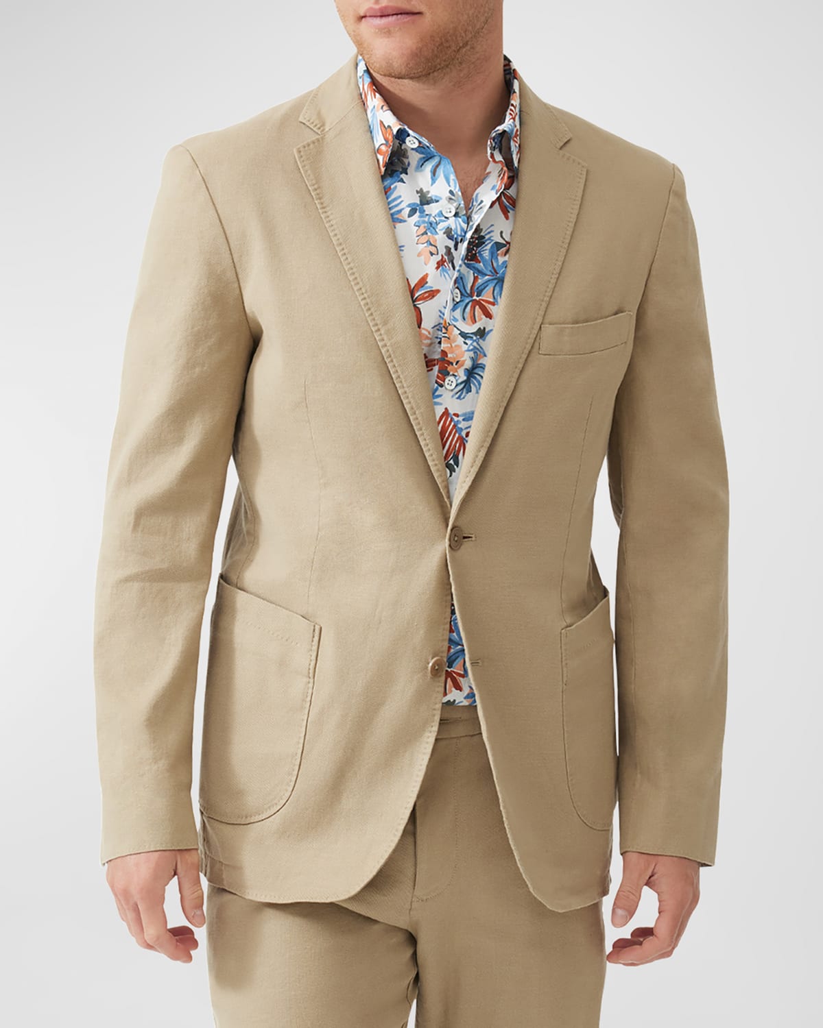 Men's Golden Court Linen-Blend Sport Jacket