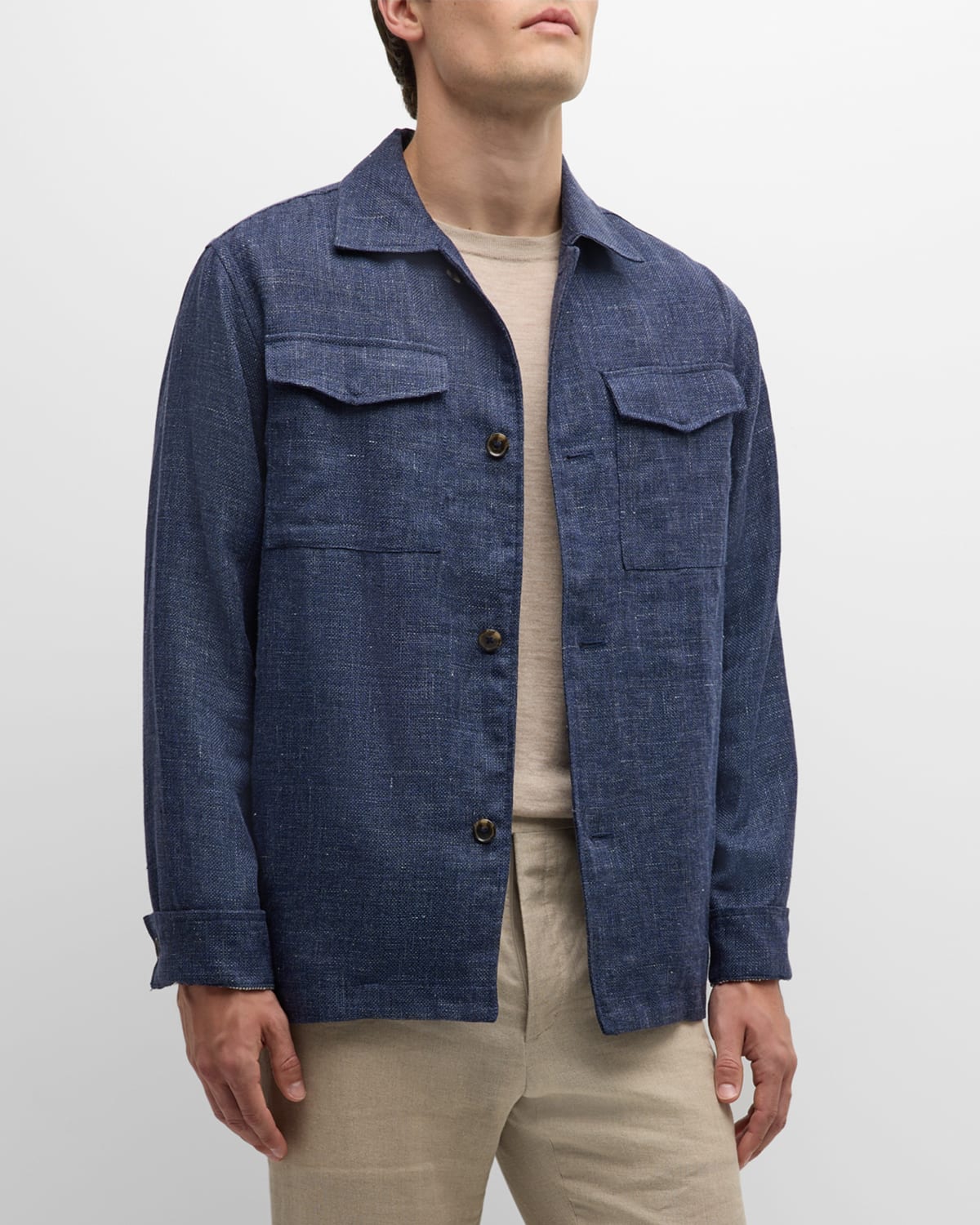Shop Rodd & Gunn Men's The Cascades Linen-wool Shirt Jacket In Bluestone