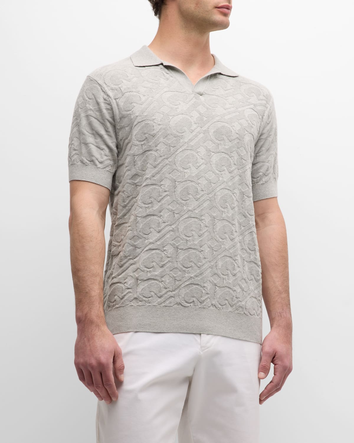 Men's Millard Textured Logo Knit Polo Shirt