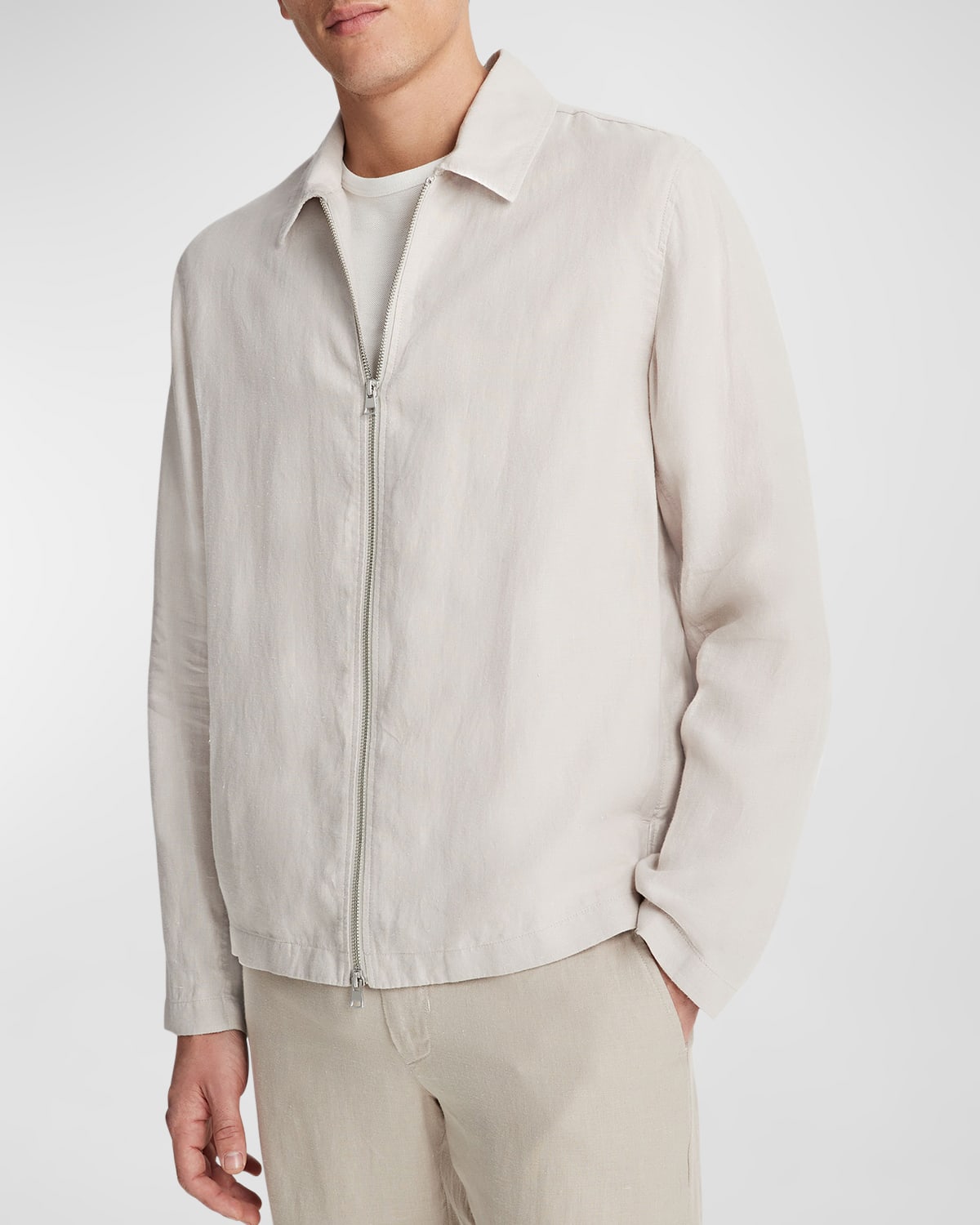 Shop Vince Men's Hemp Zip-up Jacket In Soft Clay