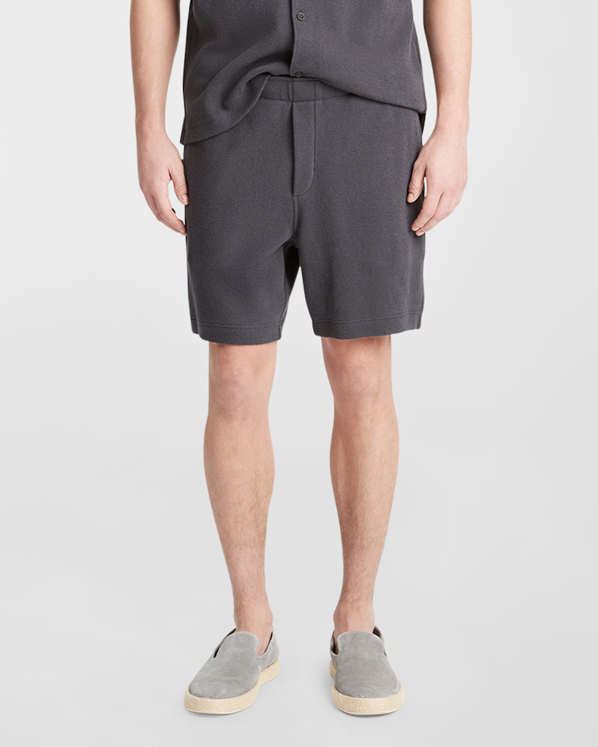 Shop Vince Men's Boucle Pull-on Shorts In Soft Black