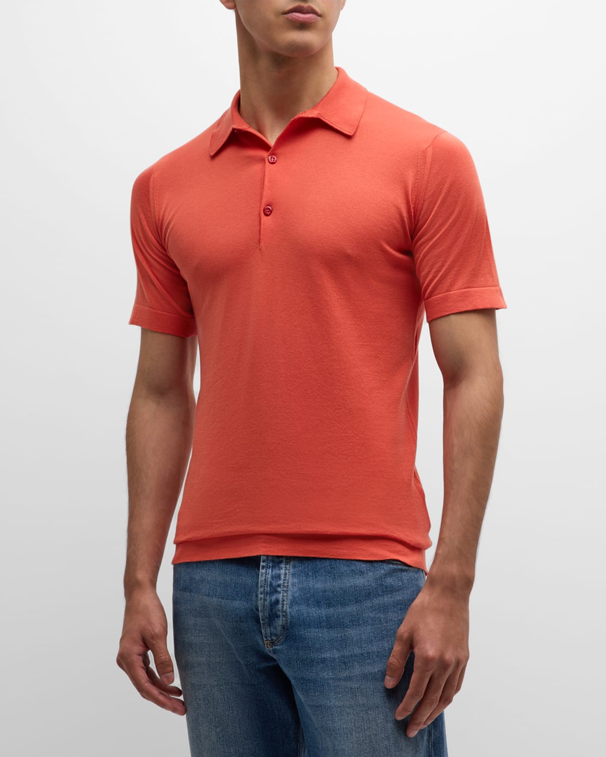 Shop John Smedley Men's Mycroft Cotton Polo Shirt In Sundown Orange