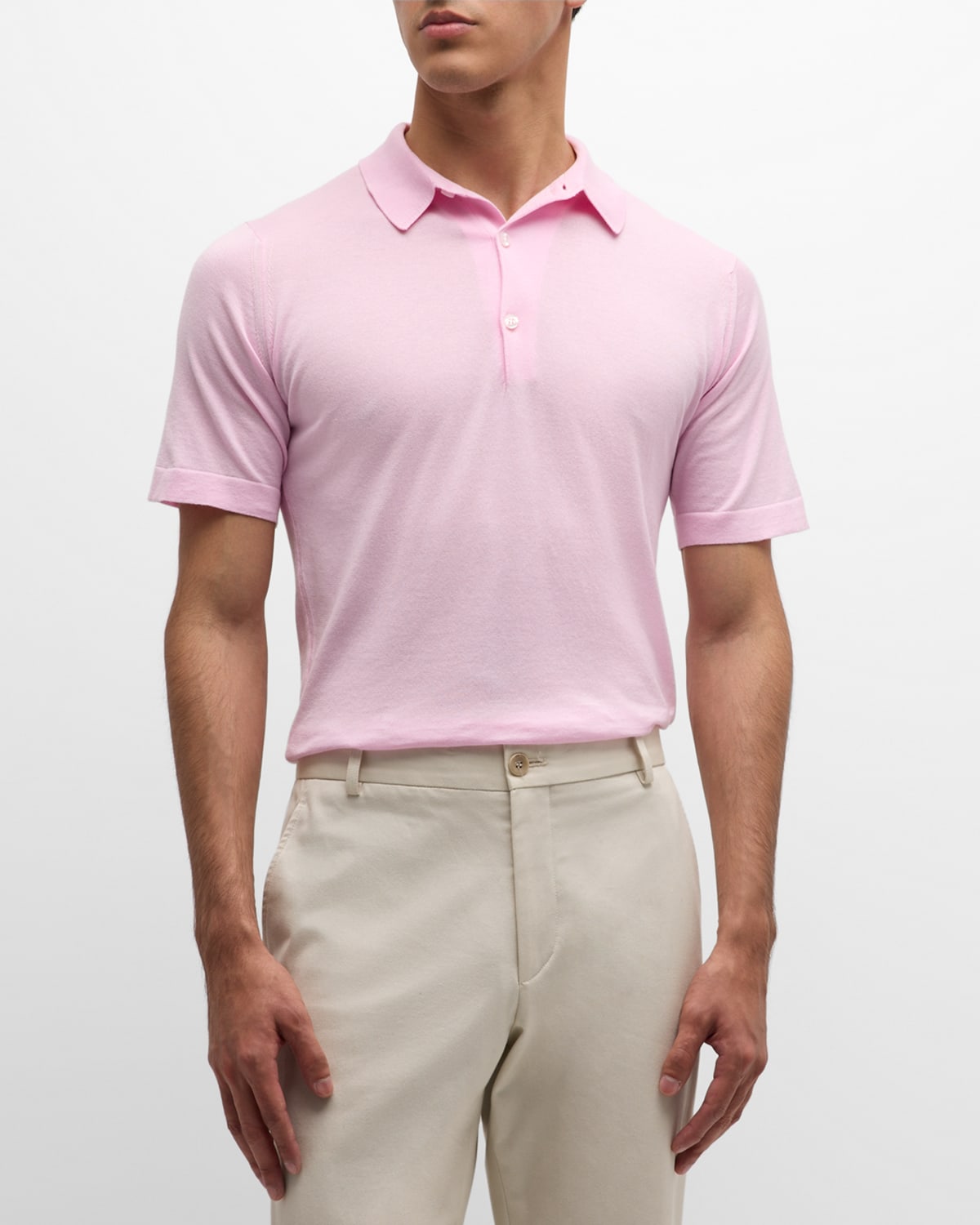 John Smedley Men's Mycroft Cotton Polo Shirt In Mallow Pink