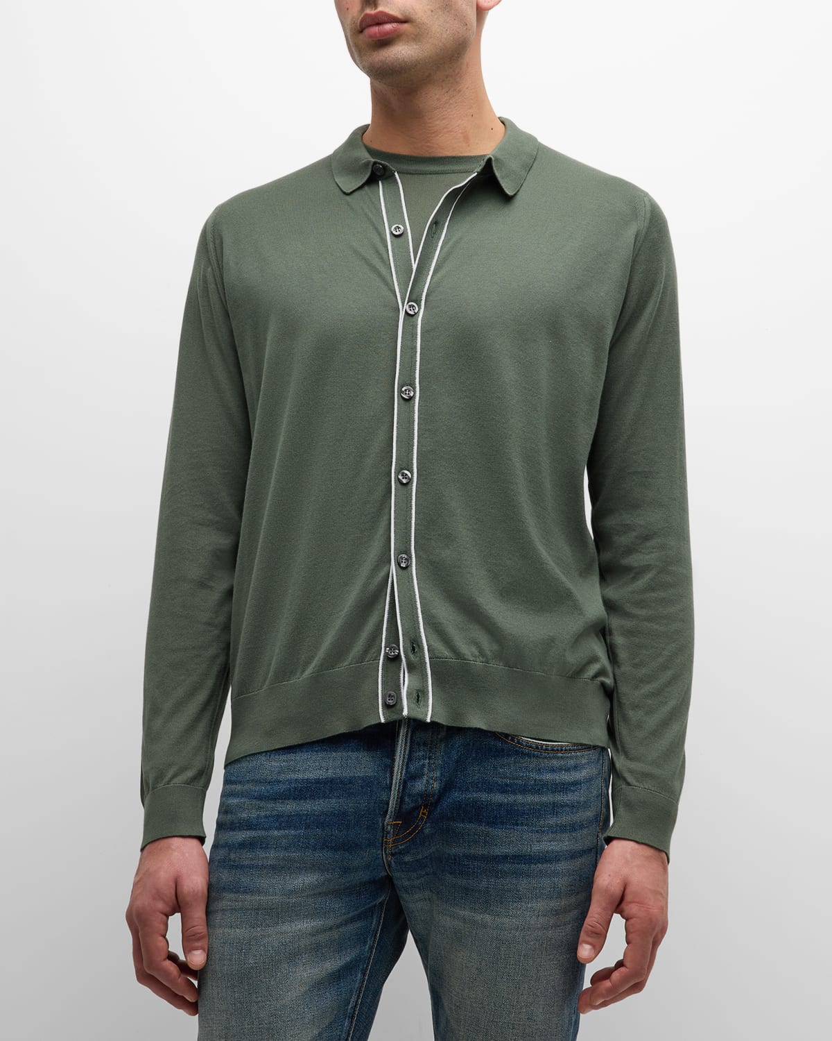 John Smedley Puck Cotton Polo Sweater In Almond