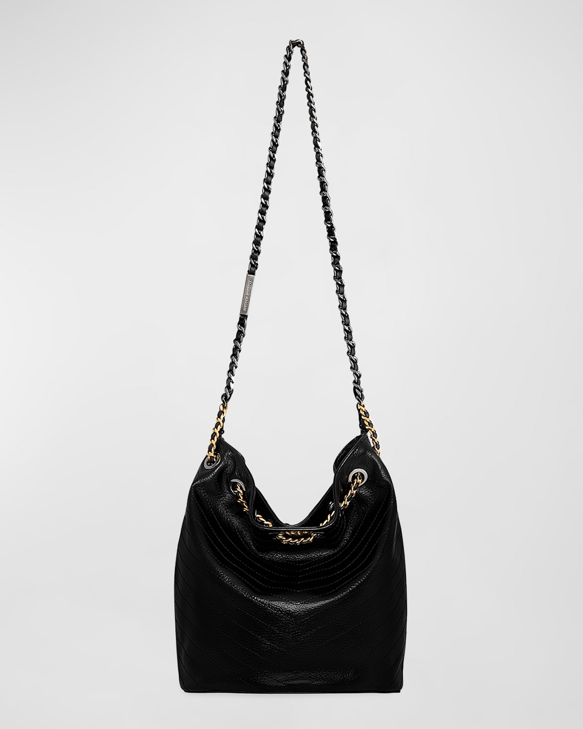 Rebecca Minkoff Quilted Two-tone Chain Bucket Bag In Burgundy