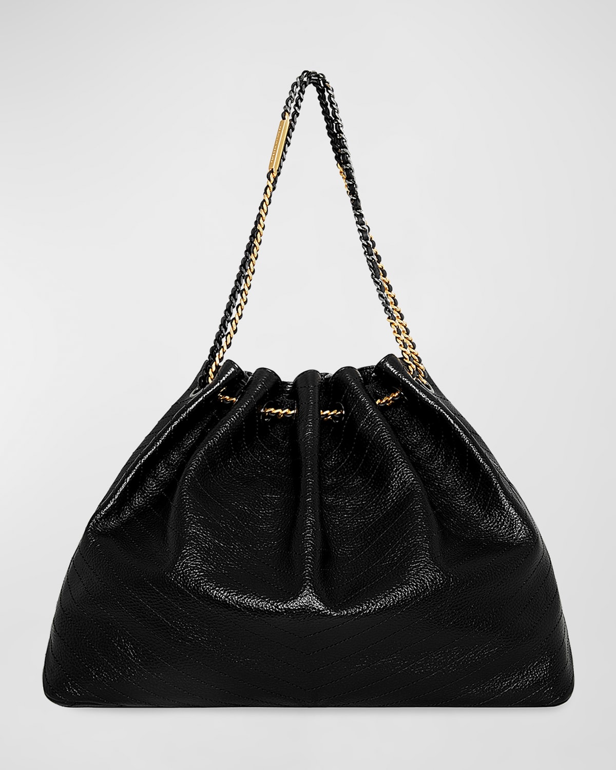 REBECCA MINKOFF SHINY LEATHER CHAIN TOTE BAG