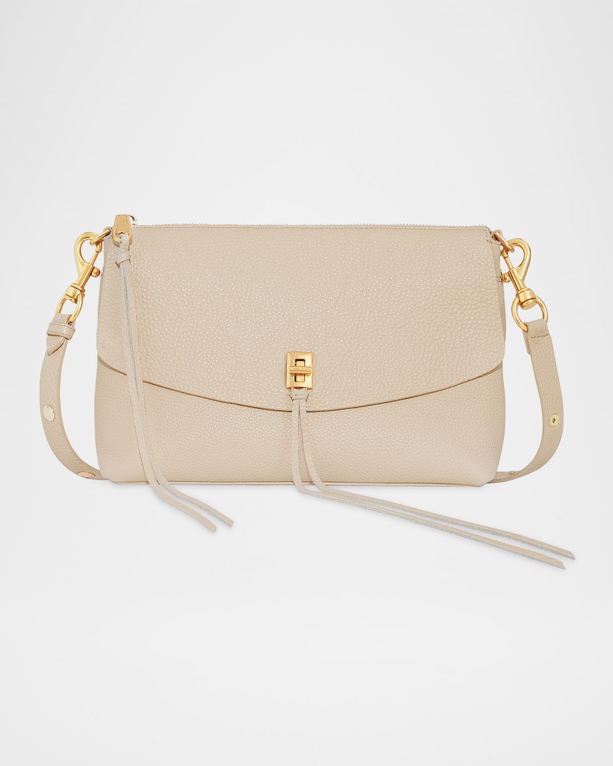 Rebecca Minkoff Darren Zip Leather Shoulder Bag In Stone