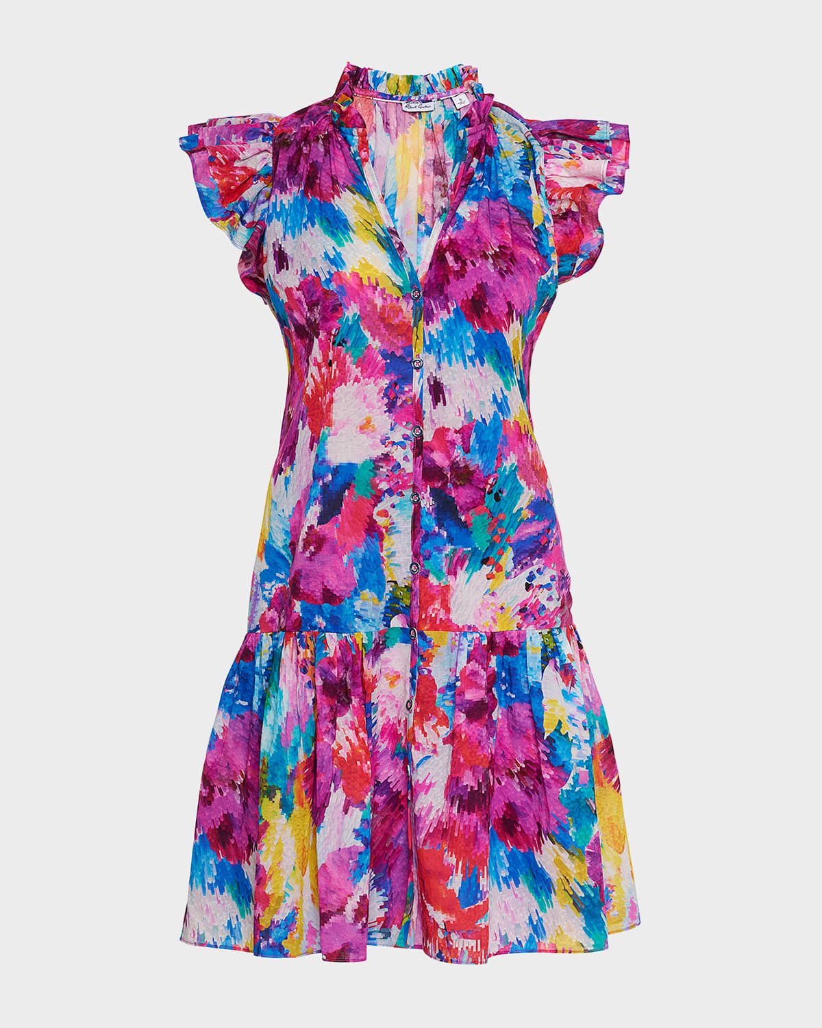 ROBERT GRAHAM SAVANNAH FLORAL-PRINT FLOUNCE RUFFLE MINI DRESS