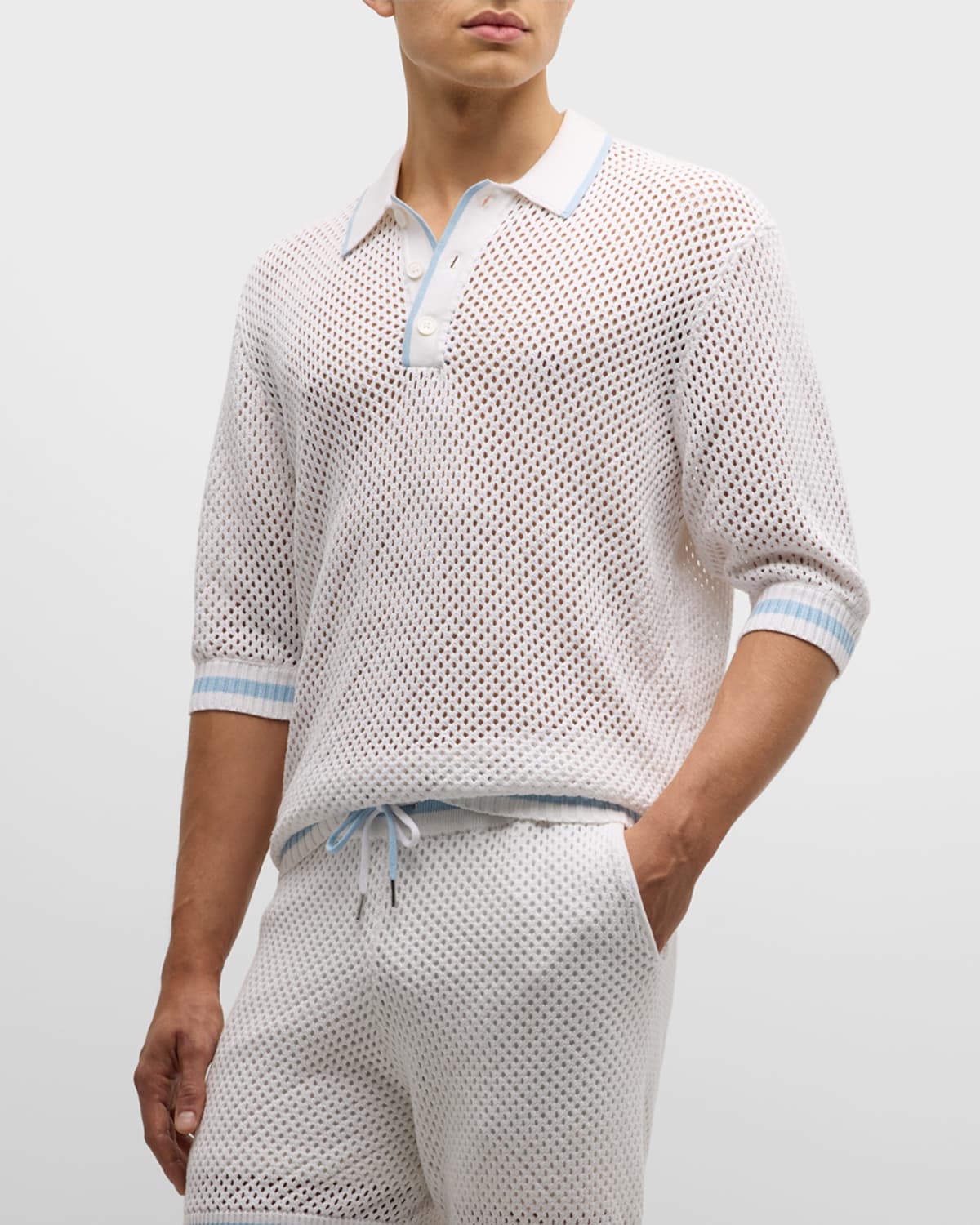 Men's Zane Crochet Polo Shirt