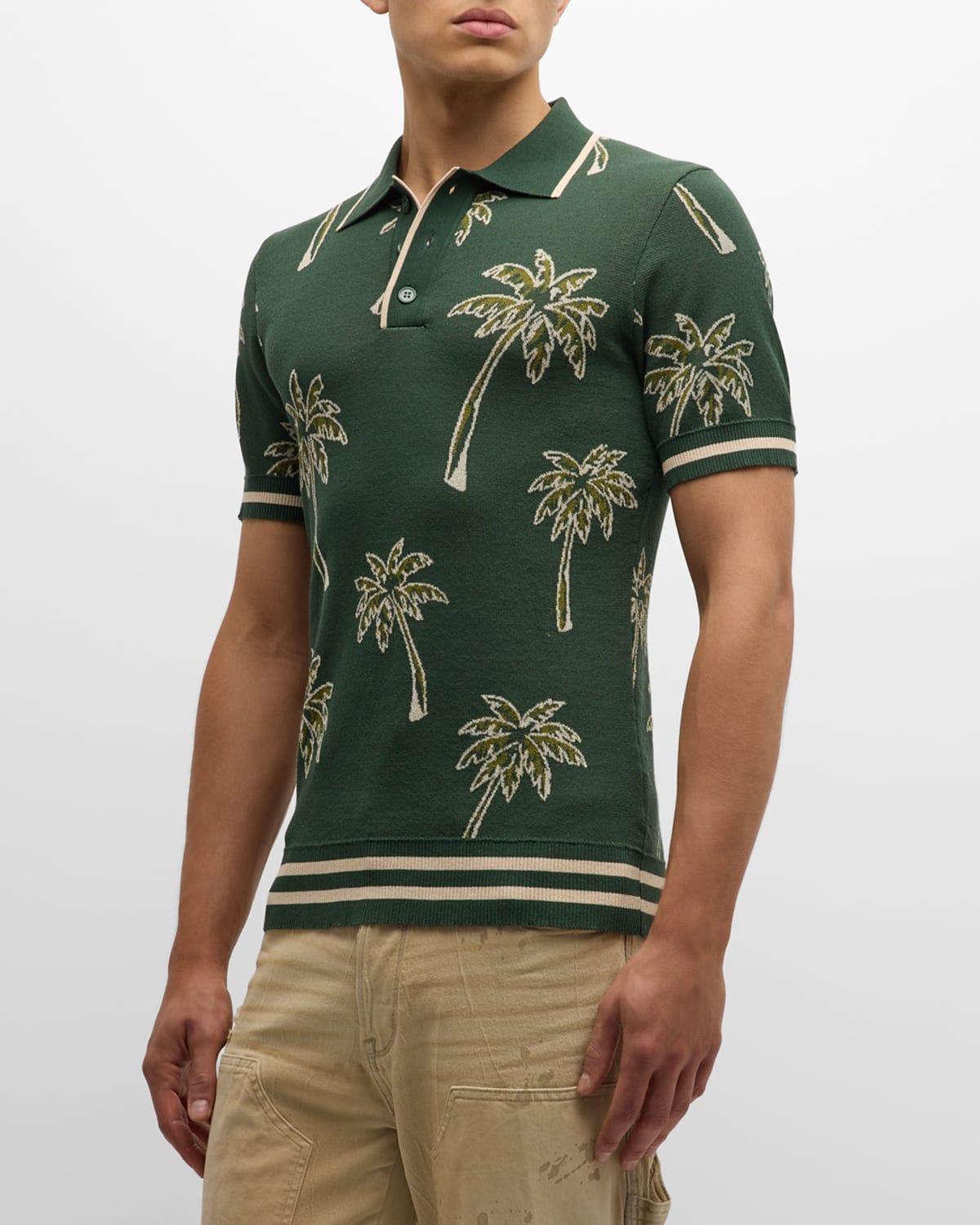 Shop Ser.o.ya Men's Calan Palm Jacquard Polo Shirt In Palm Tree Jacq Green