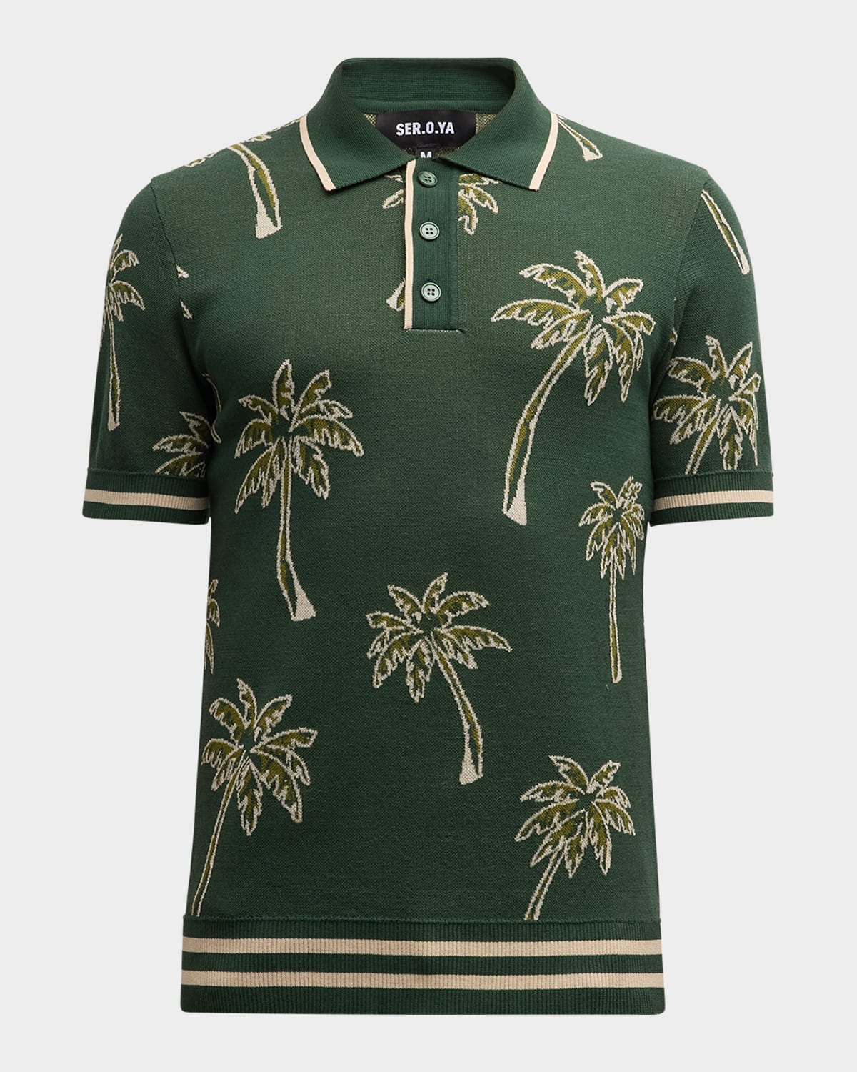 Shop Ser.o.ya Men's Calan Palm Jacquard Polo Shirt In Palm Tree Jacq Green